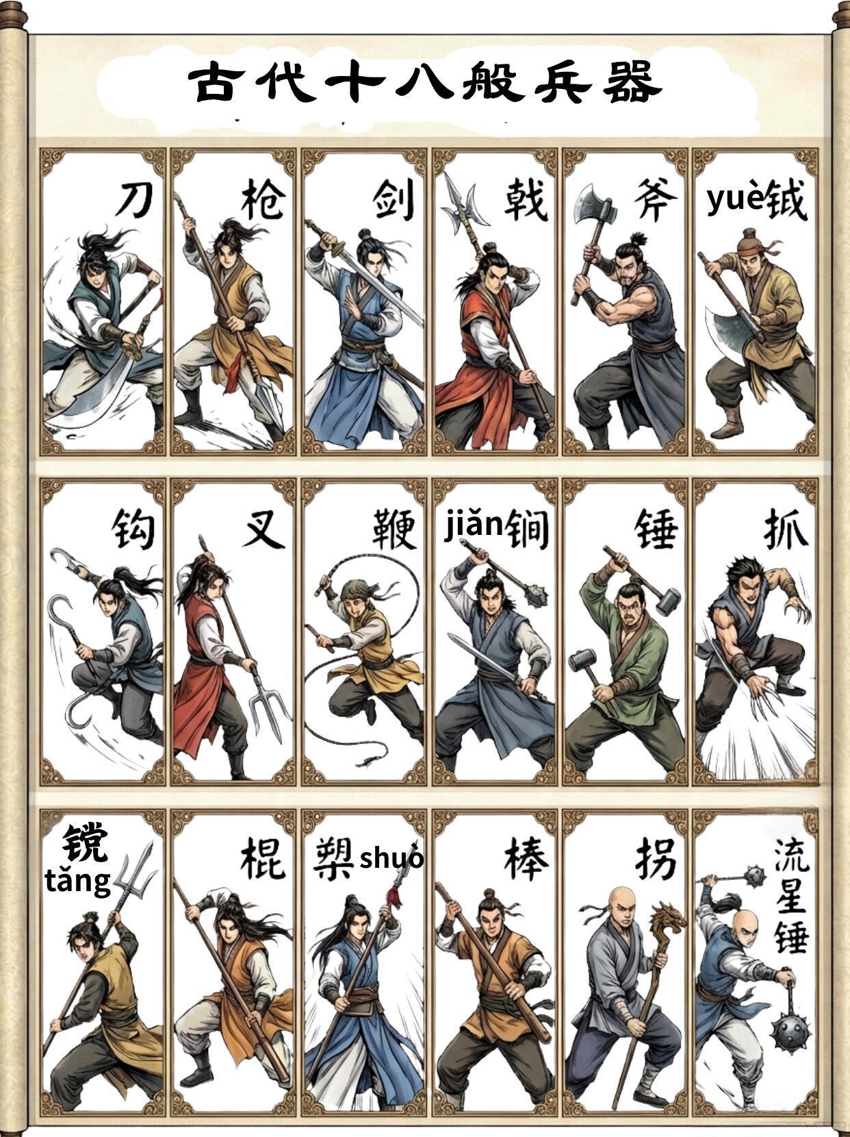 说起古代兵器，很多人只知道刀、枪、剑，
但 “十八般兵器” 里的冷门款，你认识几