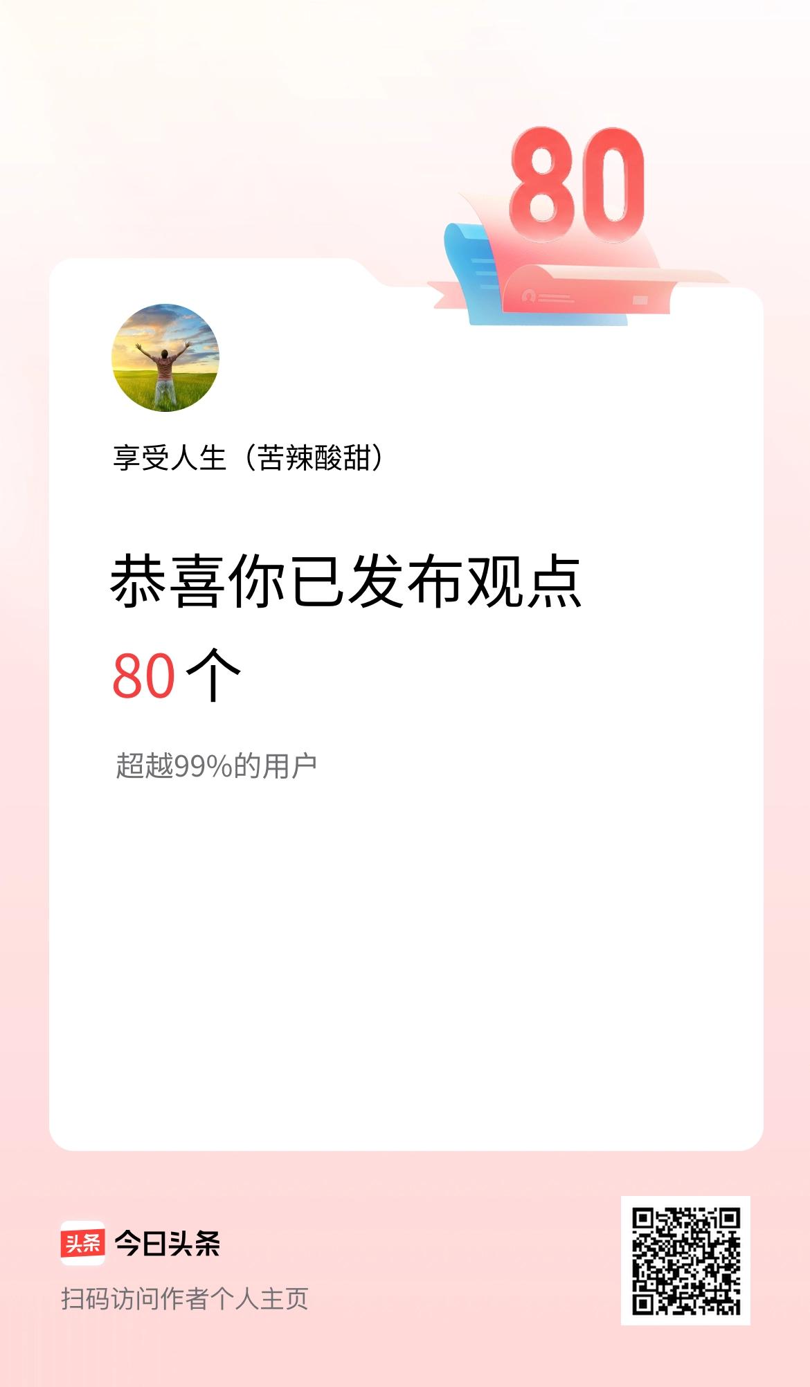 我在头条累计投稿观点80个