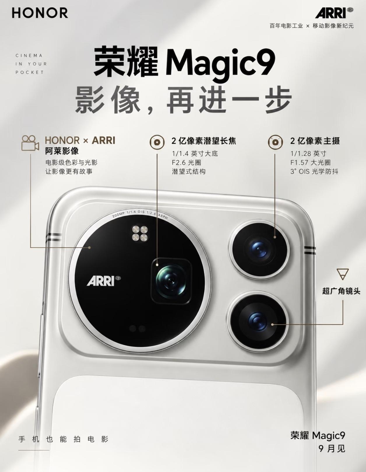 荣耀Magic9系列这一套镜头模组，是不是已经非常能打了，阿莱影像+2亿像素潜望