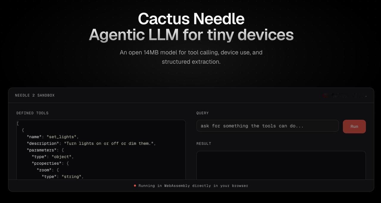 【14MB：把智能代理塞进廉价电子设备里】Needle 2 是一个参数量仅 45