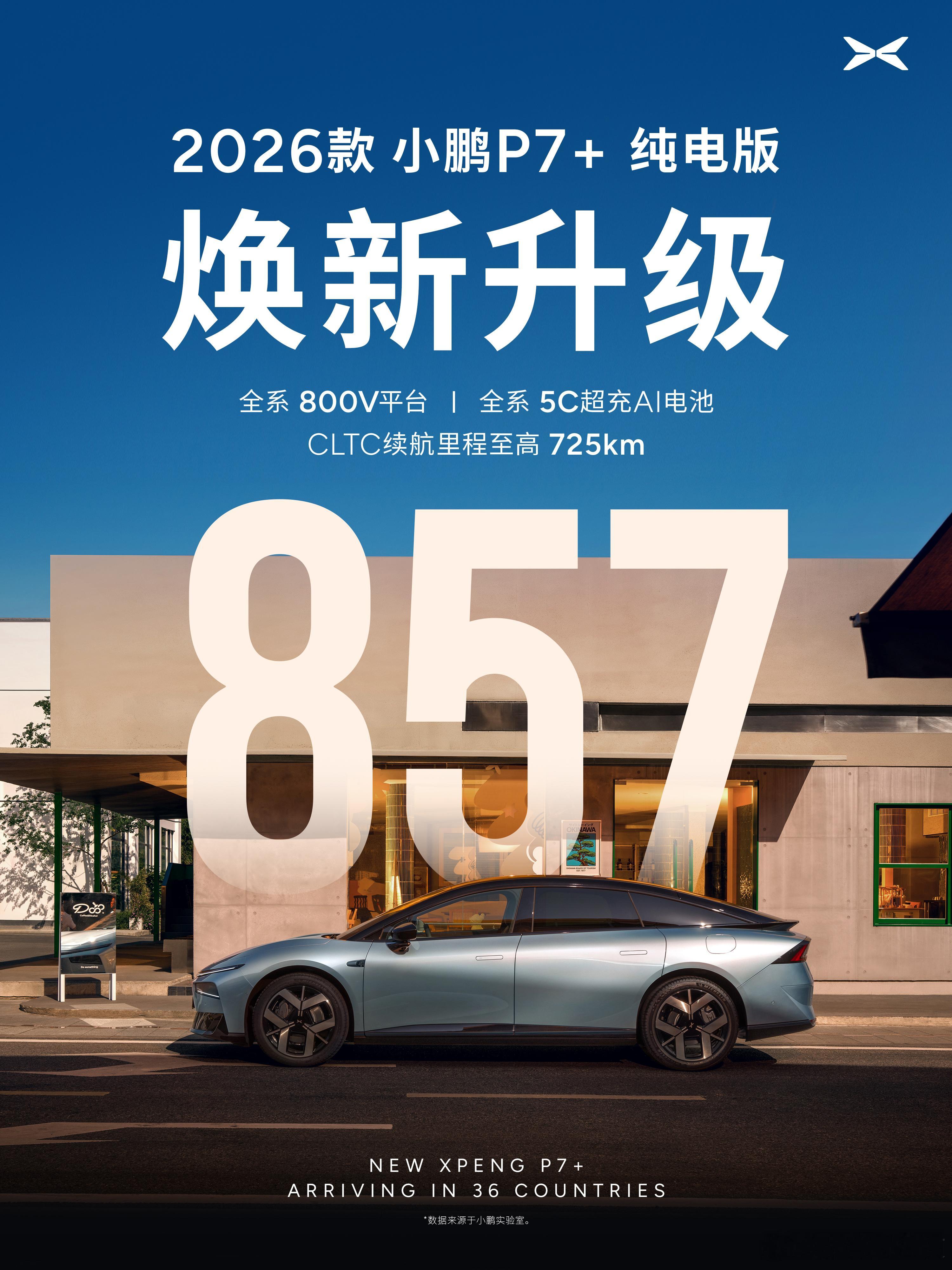 哇塞！2026款小鹏P7+来了，可油可电！增程版CLTC纯电续航里程430公里，