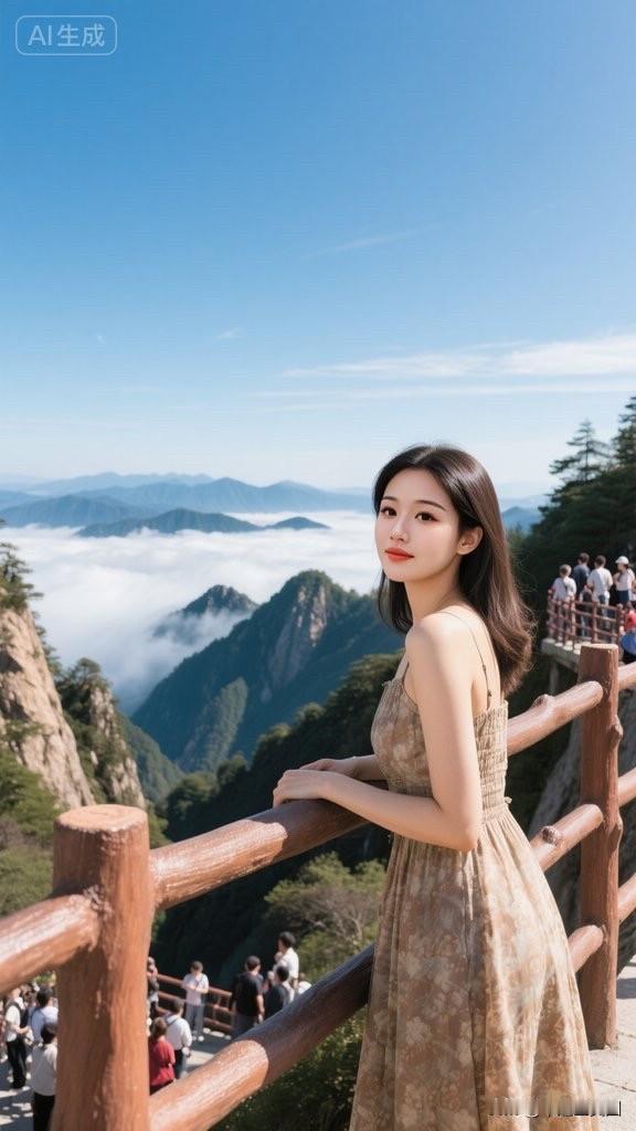 站在山巅，风景美如画。