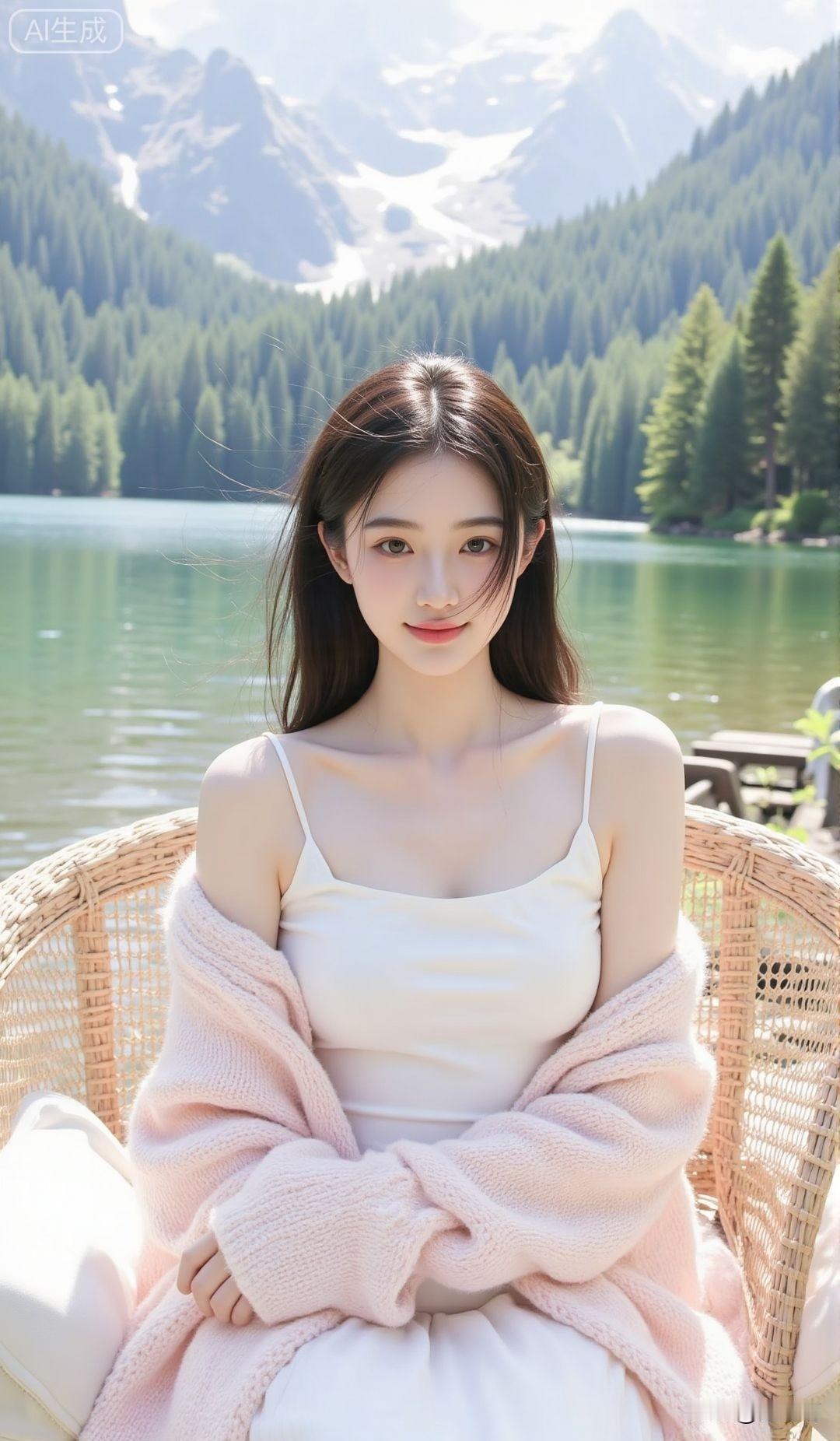 感受大自然的魅力[祝福][祝福]视觉享受，
清凉美女与大自然的视觉完美碰撞！
湖