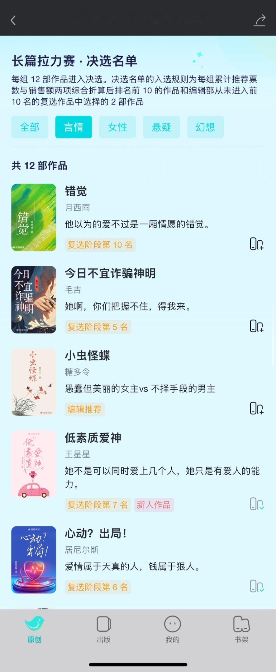 拉力赛决选名单出来啦[开学季]有没有你支持的作品？ ​​​