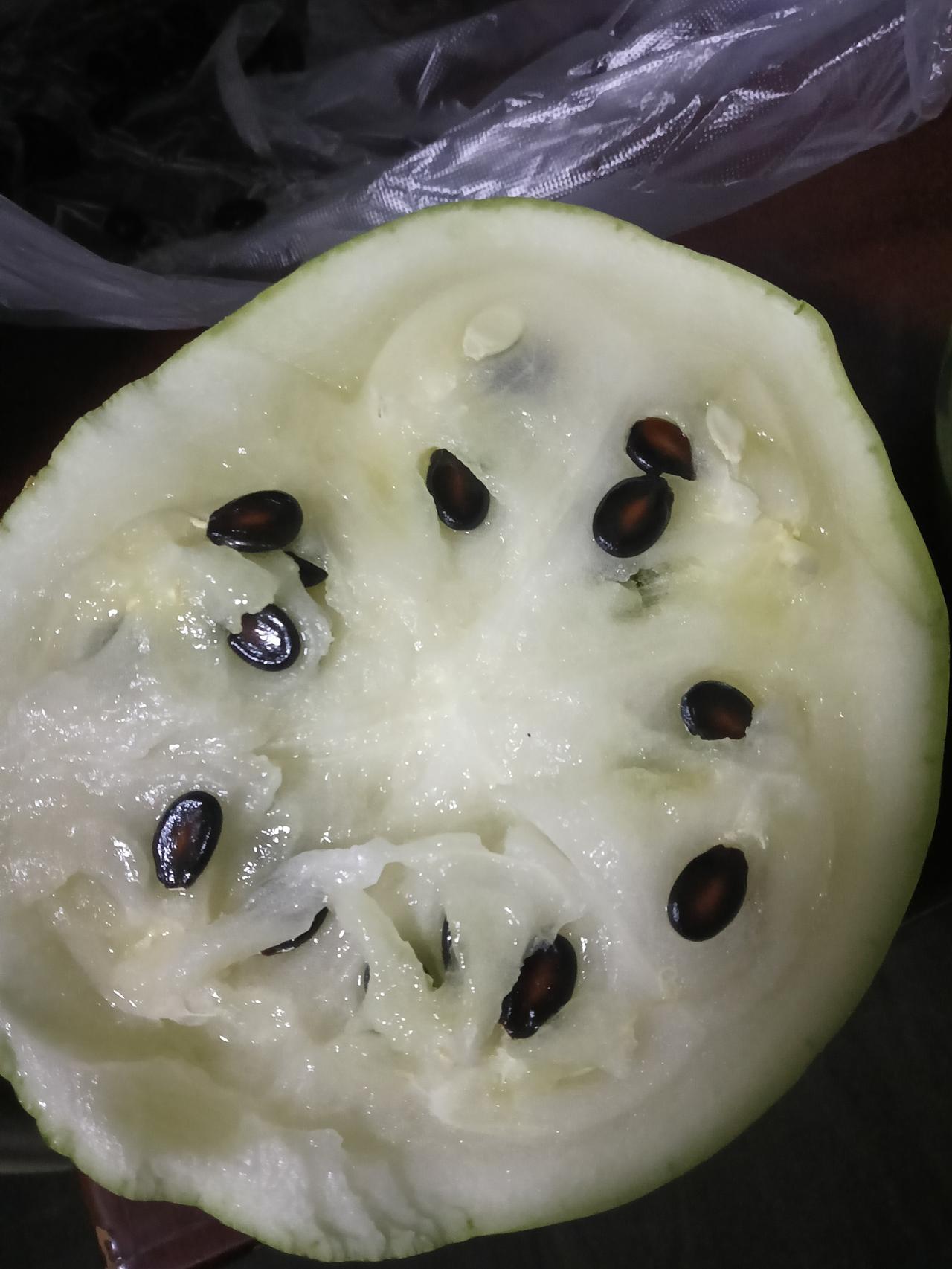 大籽瓜
前天在兰州火车站附近的水果市场转了一圈，购买了一个大籽西瓜体验一下掏瓜籽