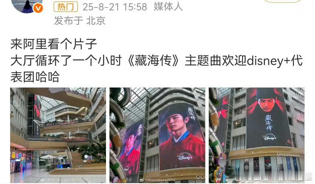阿里大楼为了欢迎迪士尼方代表也开始循环播放《藏海传》了，就是这样的一部大爆剧[期