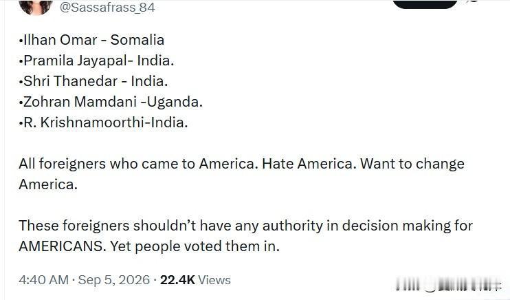 ‑Ilhan Omar——索马里
‑Pramila Jayapal——印度
‑S