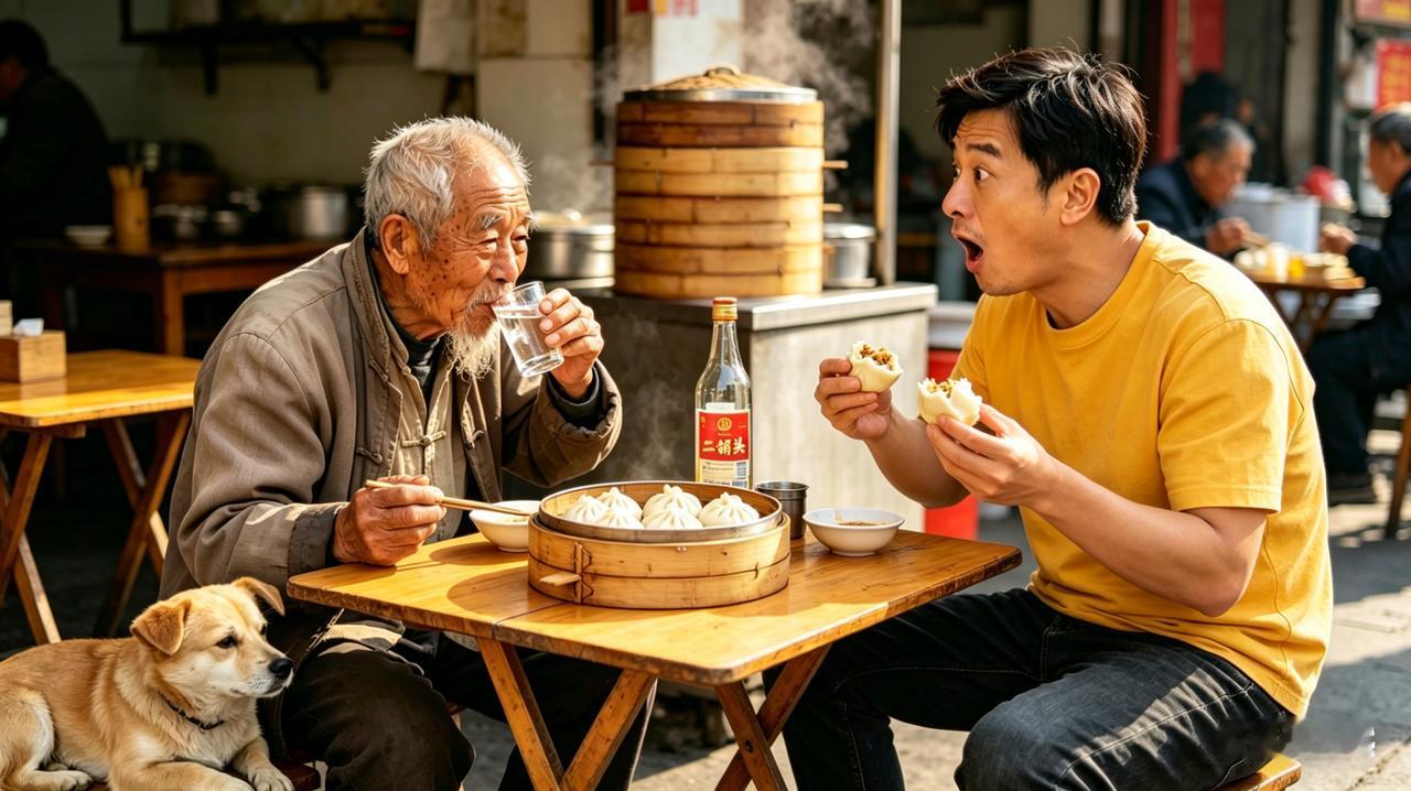 喝早酒的老头——一笼包子喝一瓶二锅头。
可叹可怜又可羡！

大约10多年前，我经