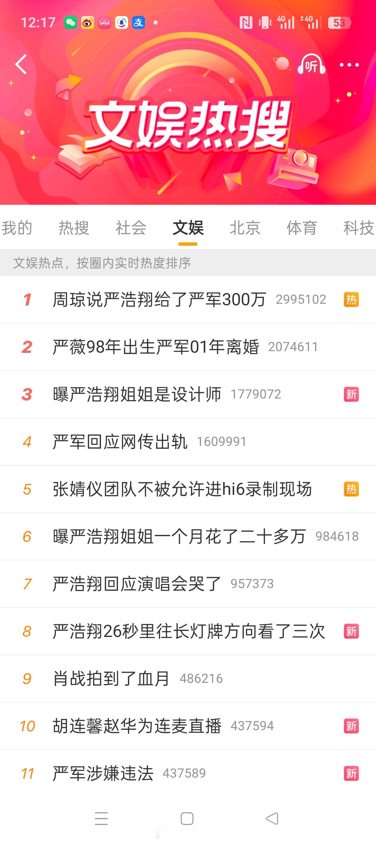 周琼说严浩翔给了严军300万一个五一假期，全是严家离婚，出轨，分财产的新闻……这