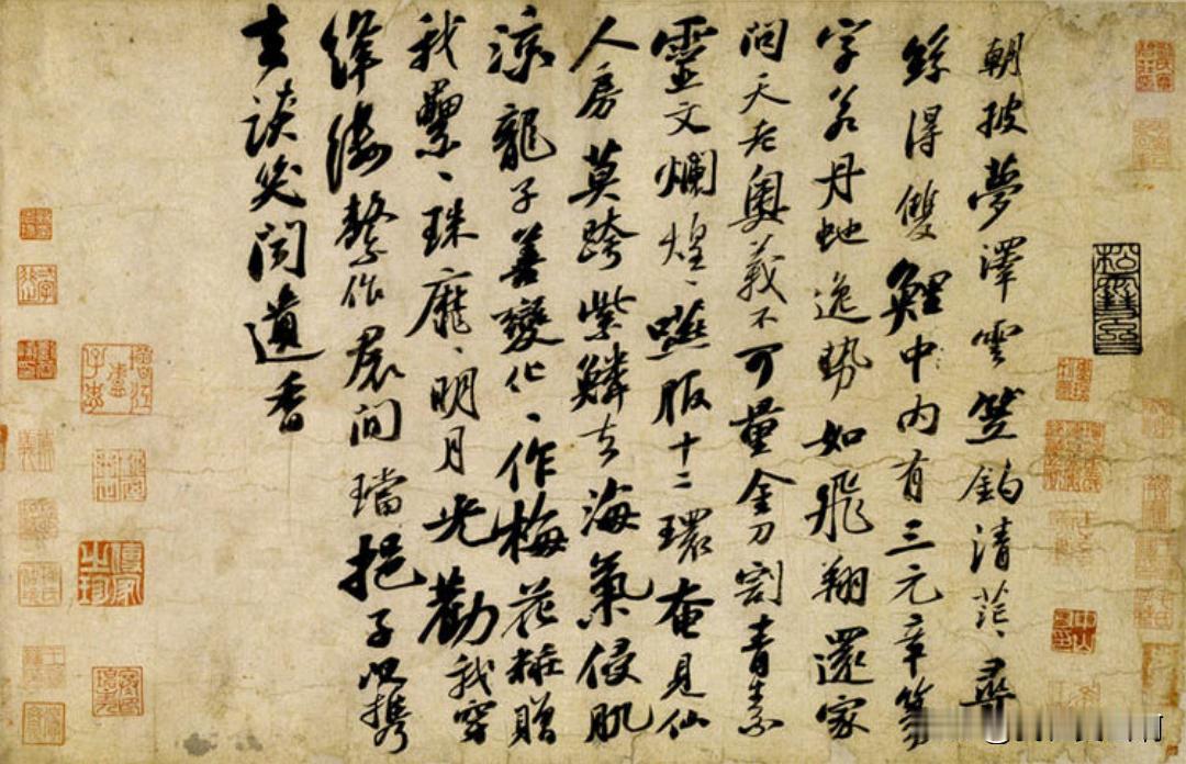 东坡先生太白仙诗卷
这个作品整体是这两块加一起的
还有些题跋
更多的是一种形式