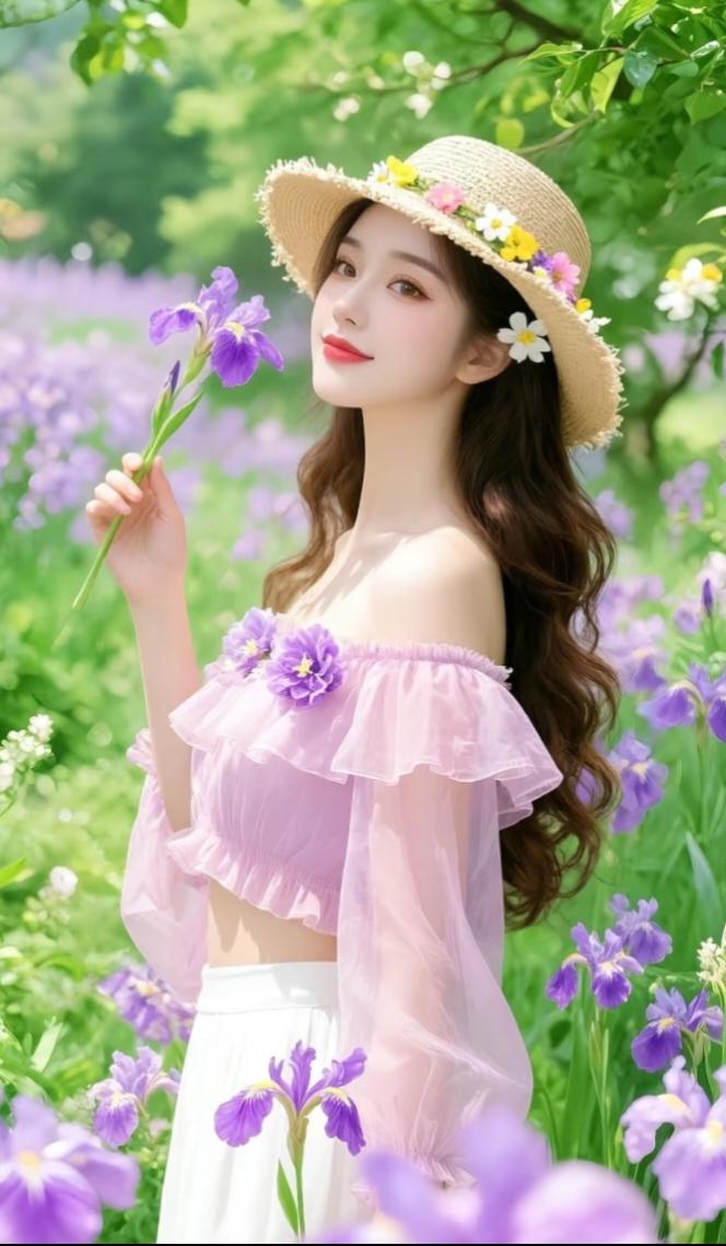 相册里最满意的照片春天的少女。