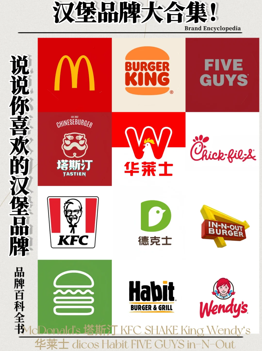 汉堡品牌大合集！说说你喜欢的汉堡品牌！🍔