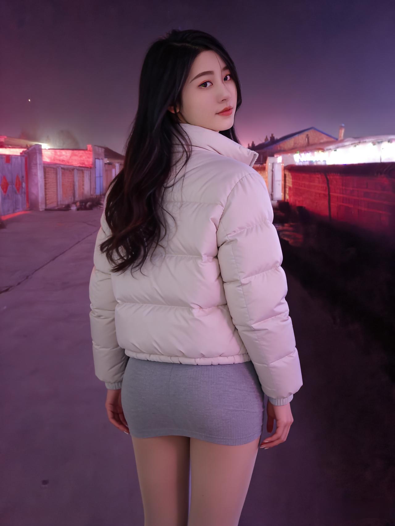 夜色浸罗衣，孤身影自移。
回眸风拂鬓，心事与谁知。