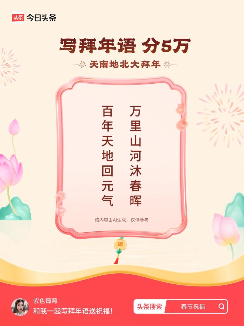 写拜年语送祝福新春拜年送祝福！我的祝福是：“百年天地回元气，万里山河沐春晖”！快