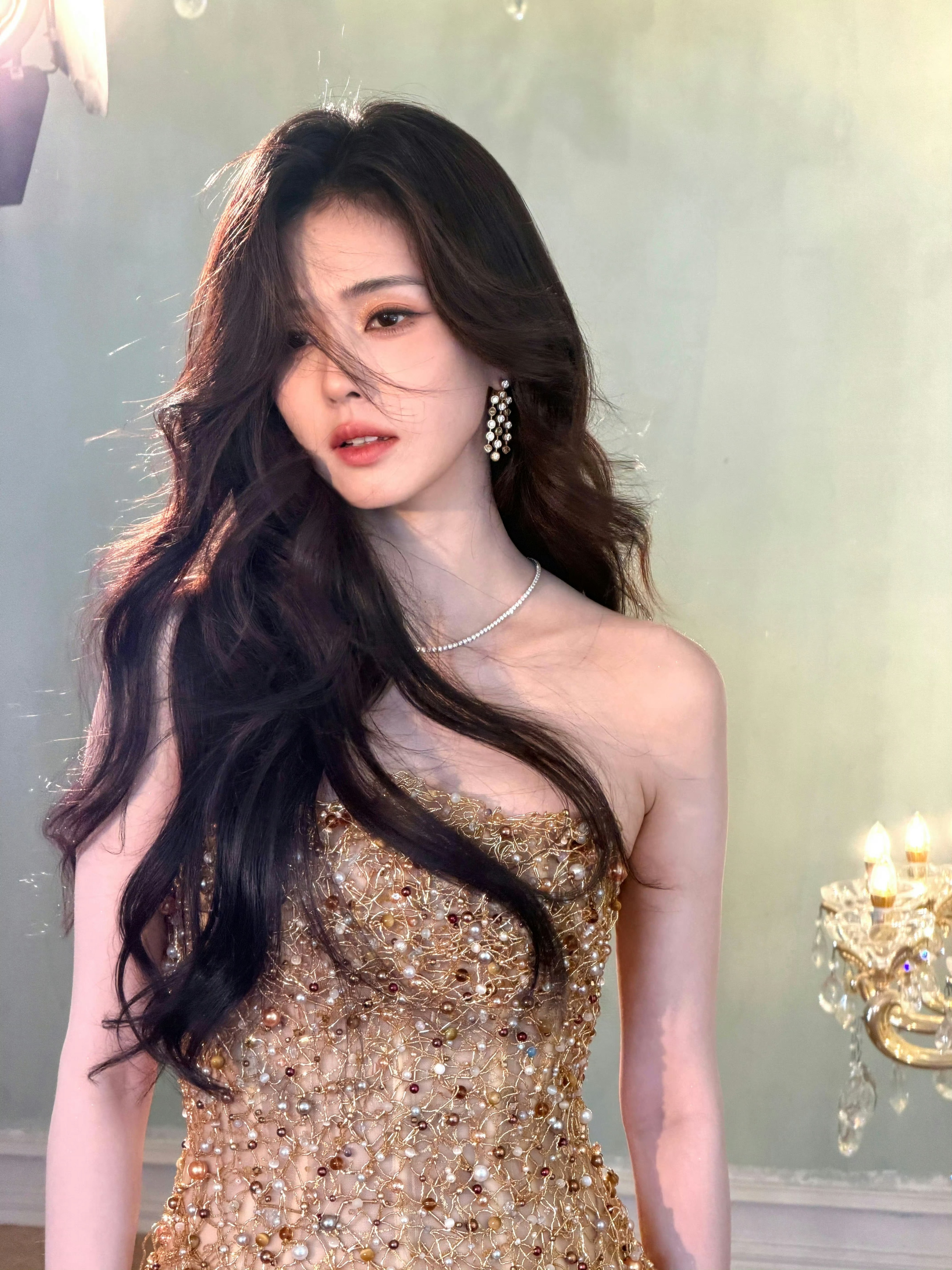 白鹿金色流光高定 叶璃美貌顶顶好华贵的一套金色流光群白鹿