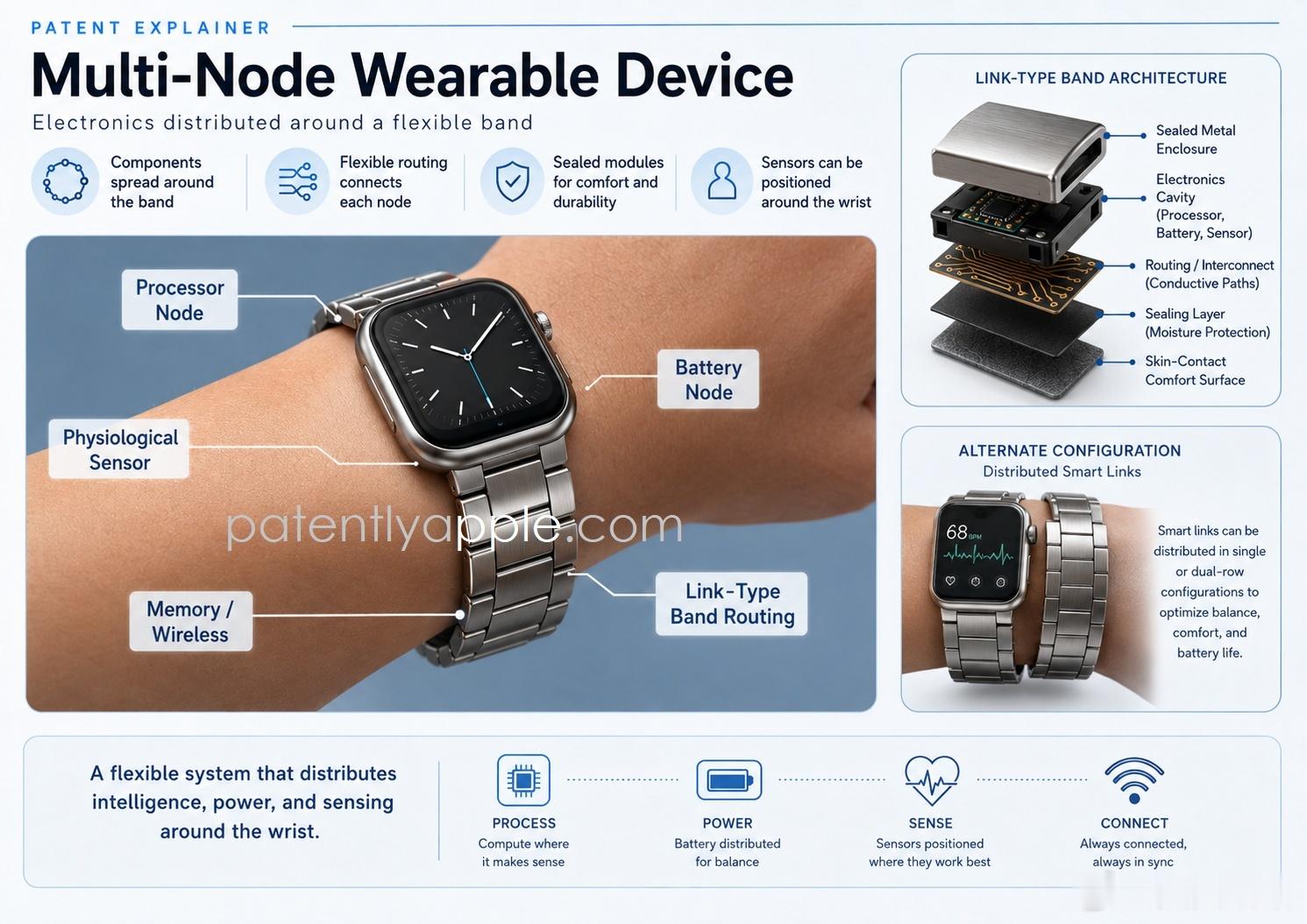 Apple本周二获批一项全新穿戴设备专利，产品彻底颠覆传统智能手表设计：传统手表