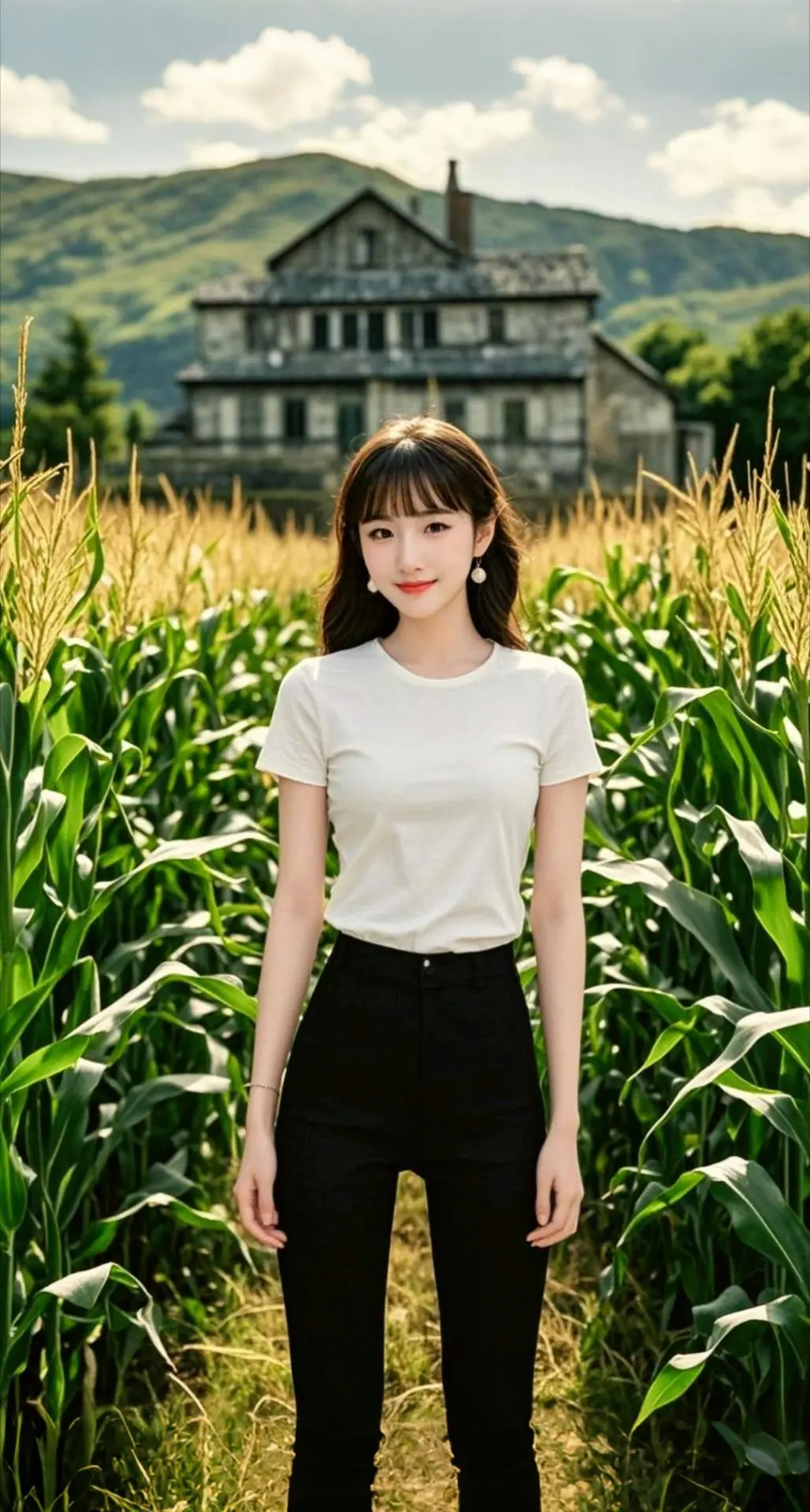 AI扩图 AI田园佳人