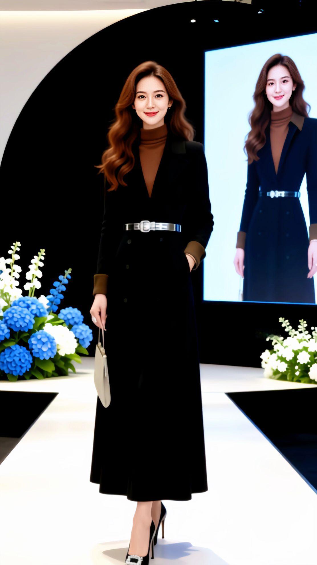 穿搭 黑色连衣裙 妈妈装连衣裙 风衣穿搭 高定礼服