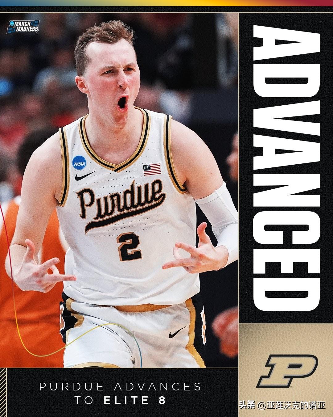 西区2号种子普度击败11号种子德州大学晋级精英八强，Trey Kaufman-R