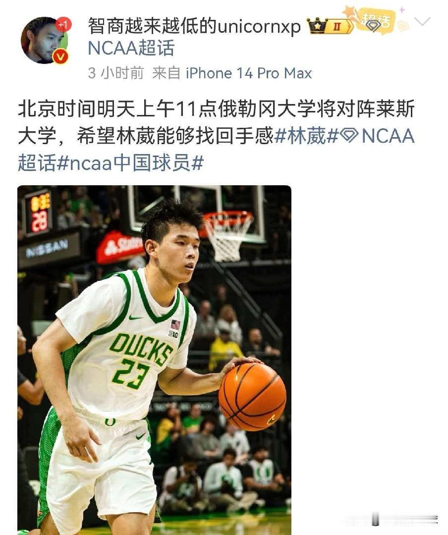 林葳NCAA正赛第二战！能否找到手感？

今天上午11点，中国球员林葳将迎来加盟