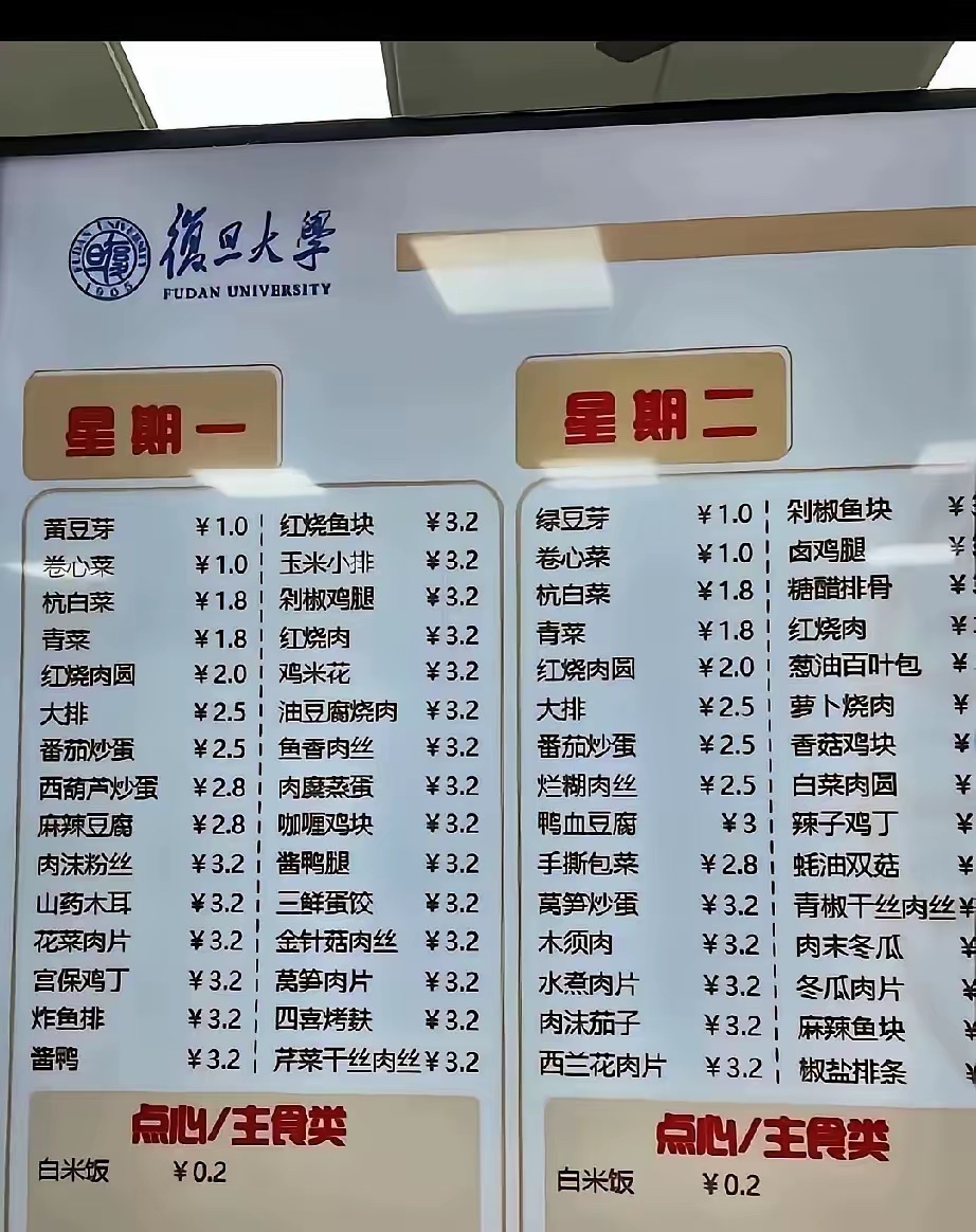 都说好大学吃饭都便宜，但这也太便宜了吧？炒豆芽1元，炒卷心菜1元，白菜1.8元，