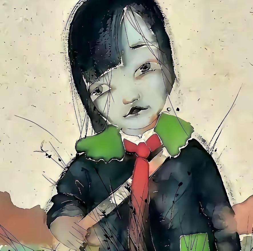 说真的第一次刷到这幅《开学》的时候，我盯着画面愣了快半分钟。
2011年的纸本水