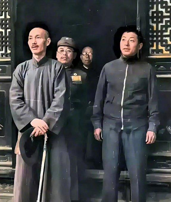 历史老照片，
西安事变前的蒋介石和张学良