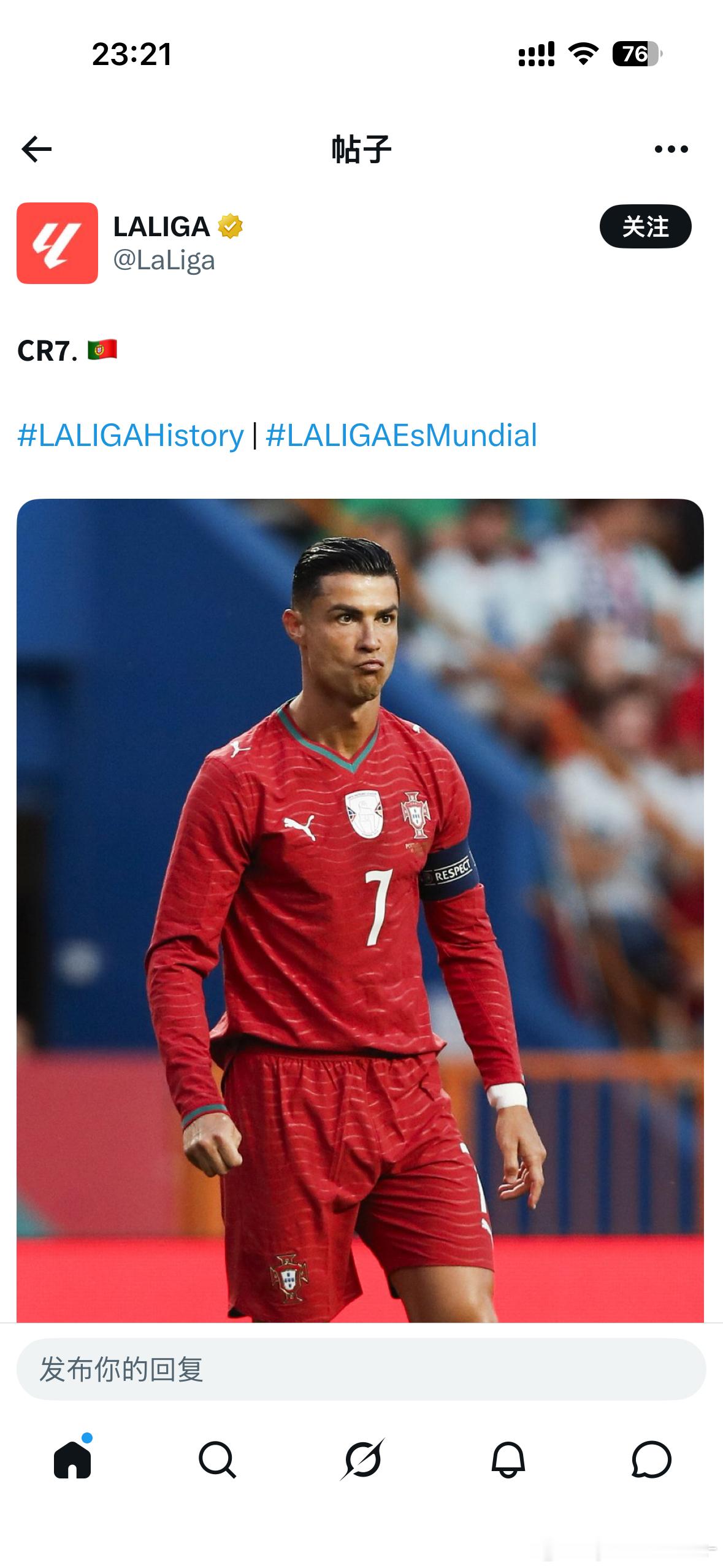 C罗 Laliga发推CR7🇵🇹 