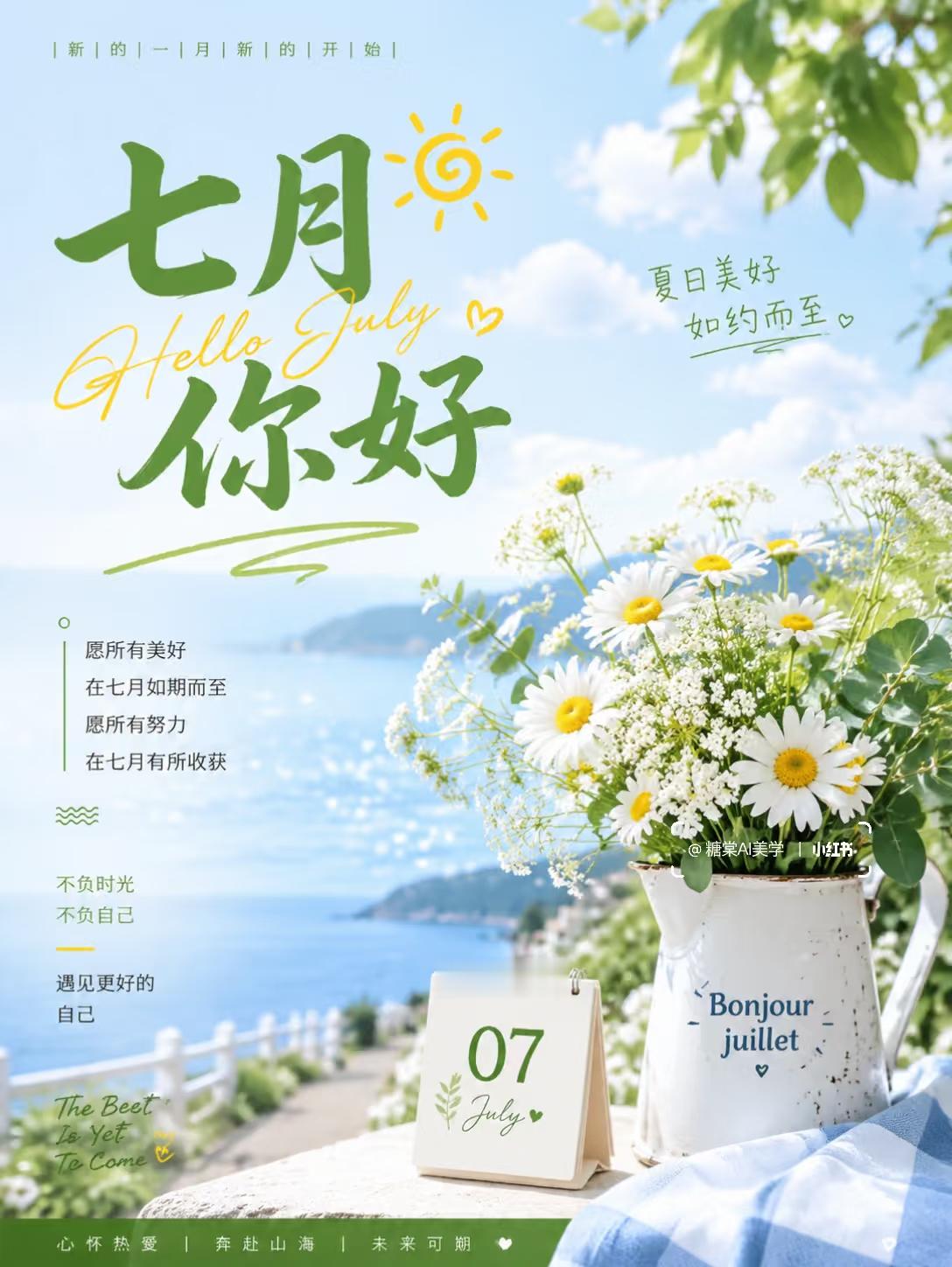 你好七月☀️ 上半年无论好坏皆成过往！新的一月带着热忱重新出发。像盛夏的阳光一样