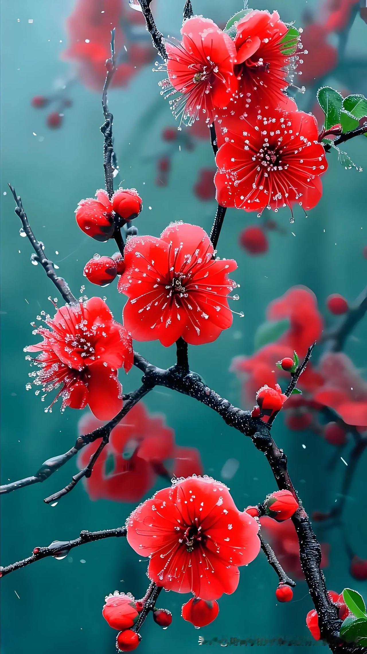 我的下联：冬雪有迹印寒梅
1. 季节呼应：
上联“秋雨”点明秋季，下联“冬雪”自