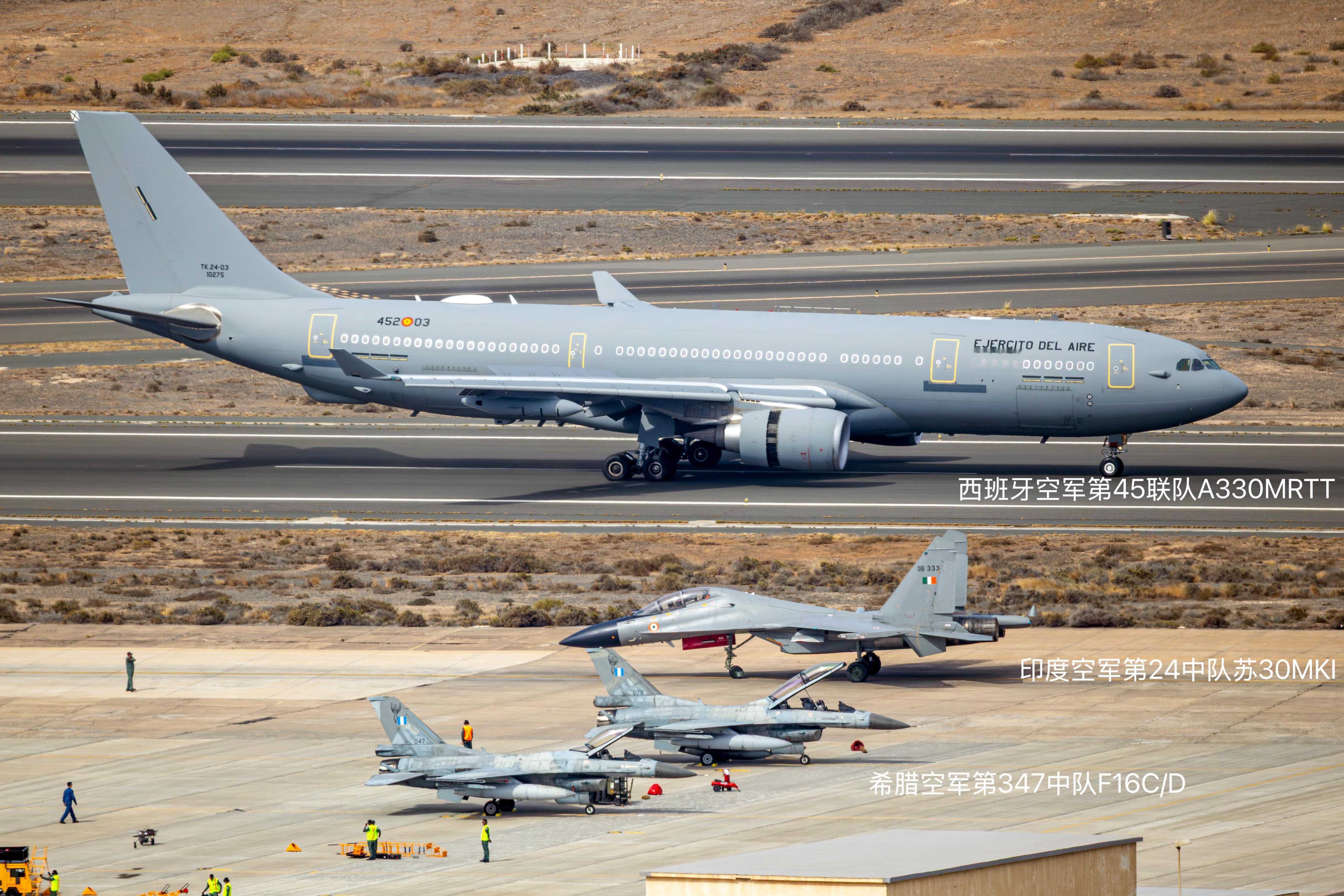 A330MRTT 苏30MKI F16同框地面场景图摄于OCEAN SKY 25