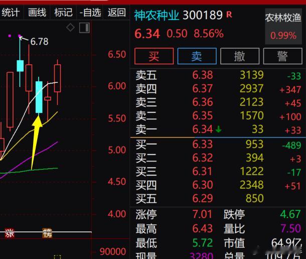 神农种业 这几天 逆势上升 当天跌10个多点，把很多人都吓到了 