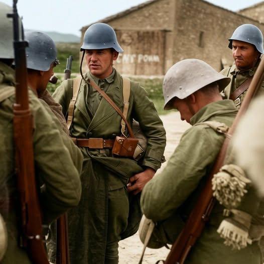 恩斯特·台尔曼营，第11国际旅，摄于西班牙，阿拉贡前线，高清上色历史照片。

大