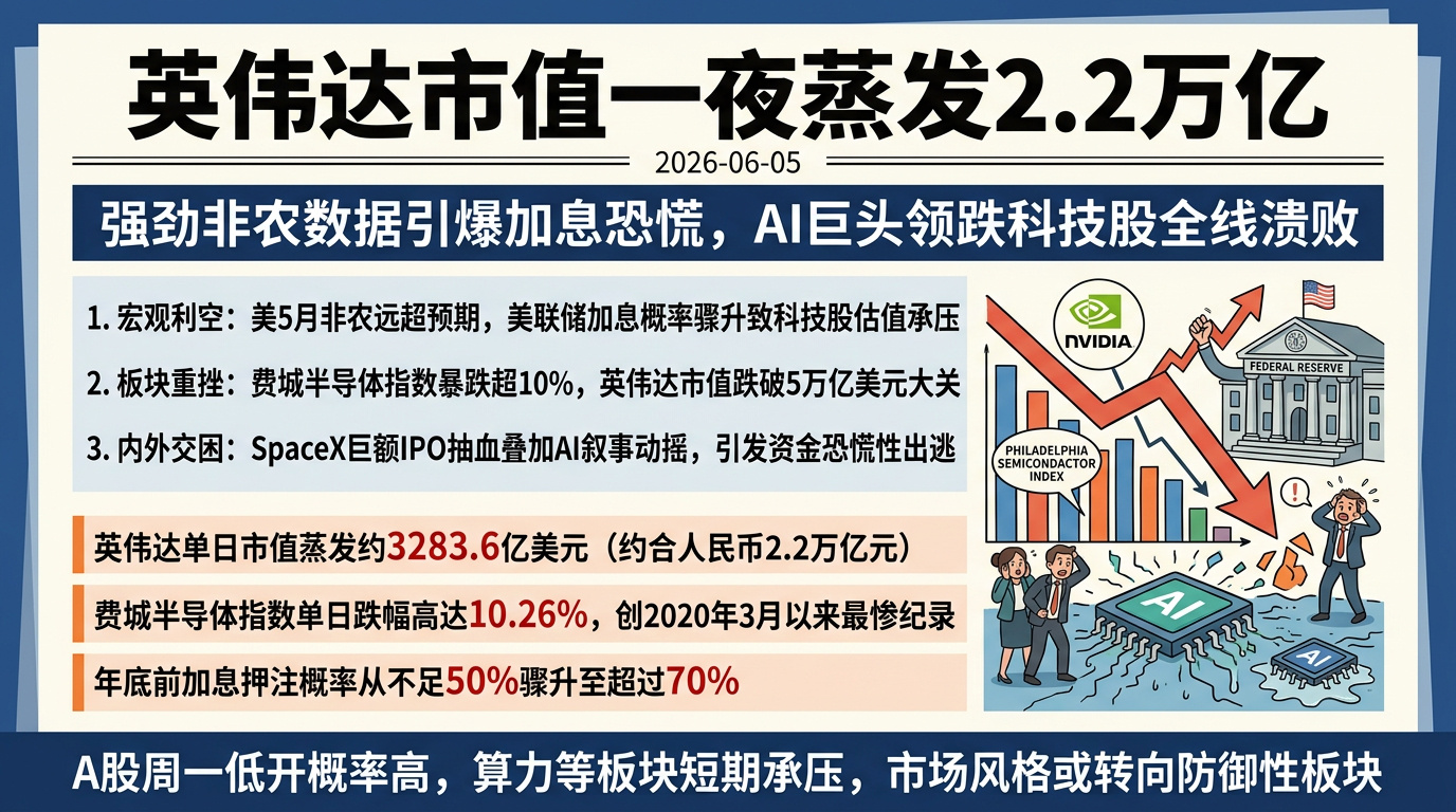 英伟达市值一夜蒸发2.2万亿对于像英伟达这种体量的企业，一夜涨或者跌2.2万亿都
