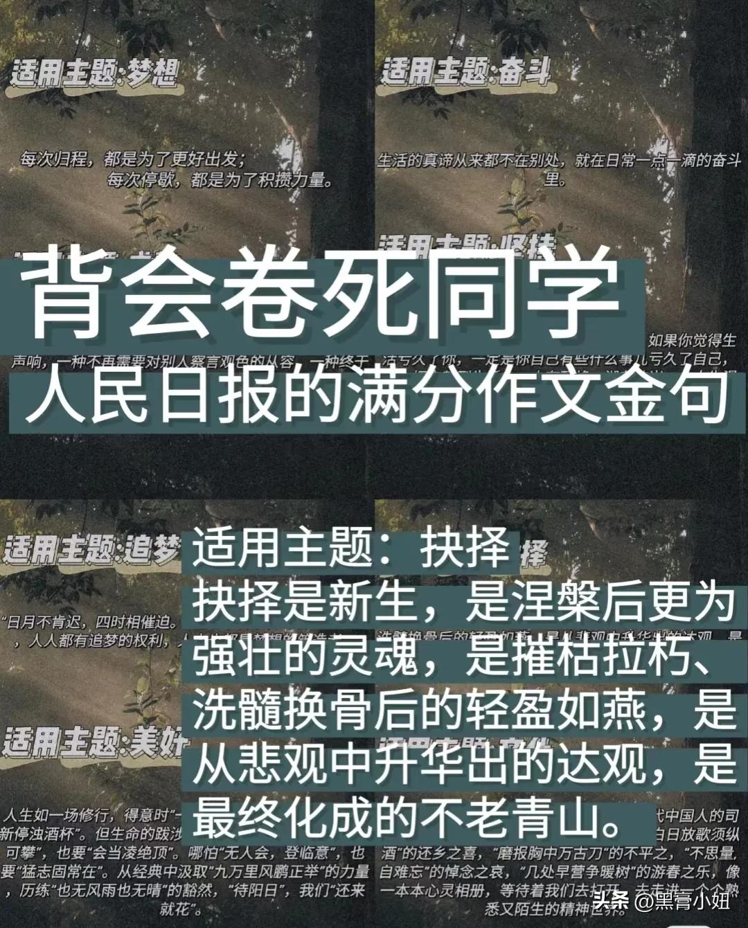 背会卷死同学，人民日报的满分作文金句，满分开头和结尾，高级感满满！涵盖了亲情、父