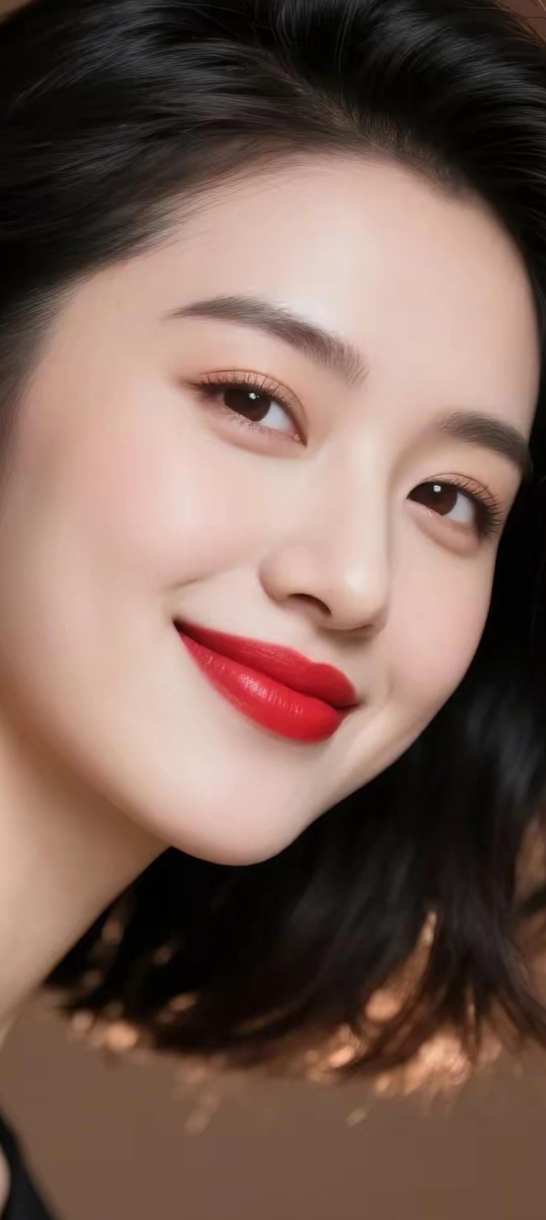 温柔甜美的微笑，红唇轻启，散发迷人魅力！💄🌸