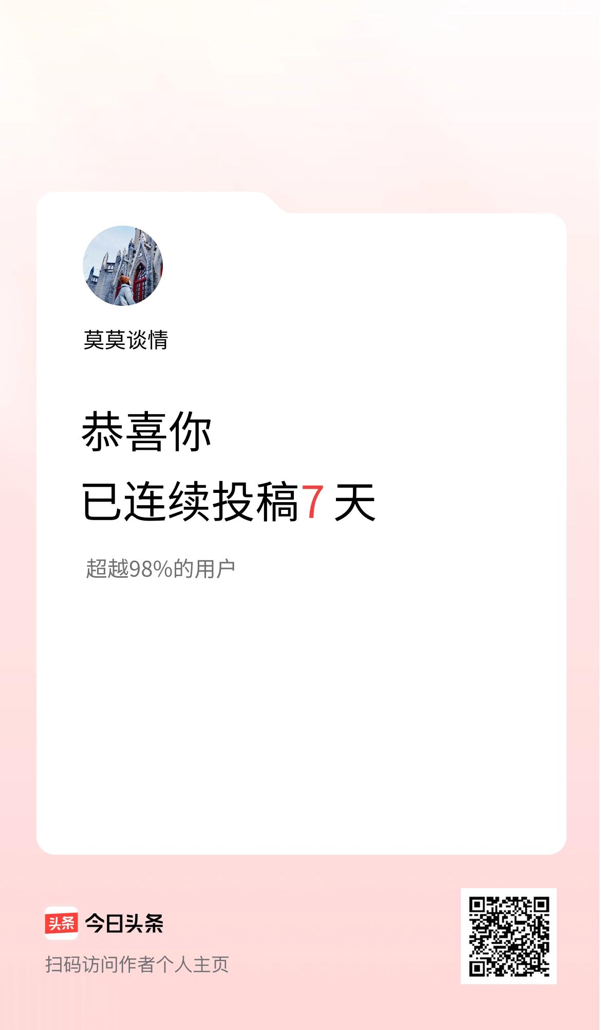 我在头条连续投稿7天