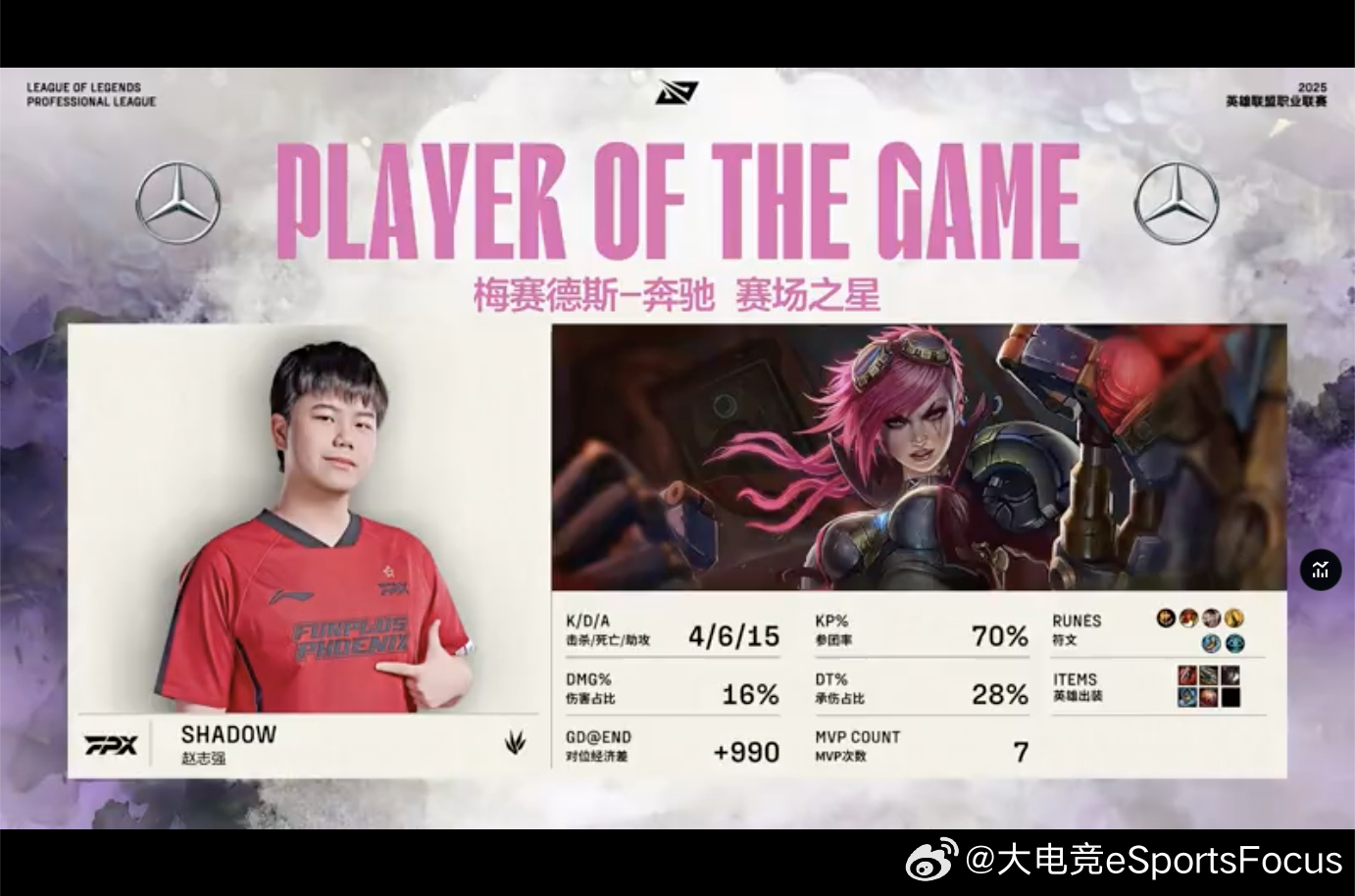 【2025LPL第二赛段 BLG 1-1 FPX】本场MVP给到shad0wBL