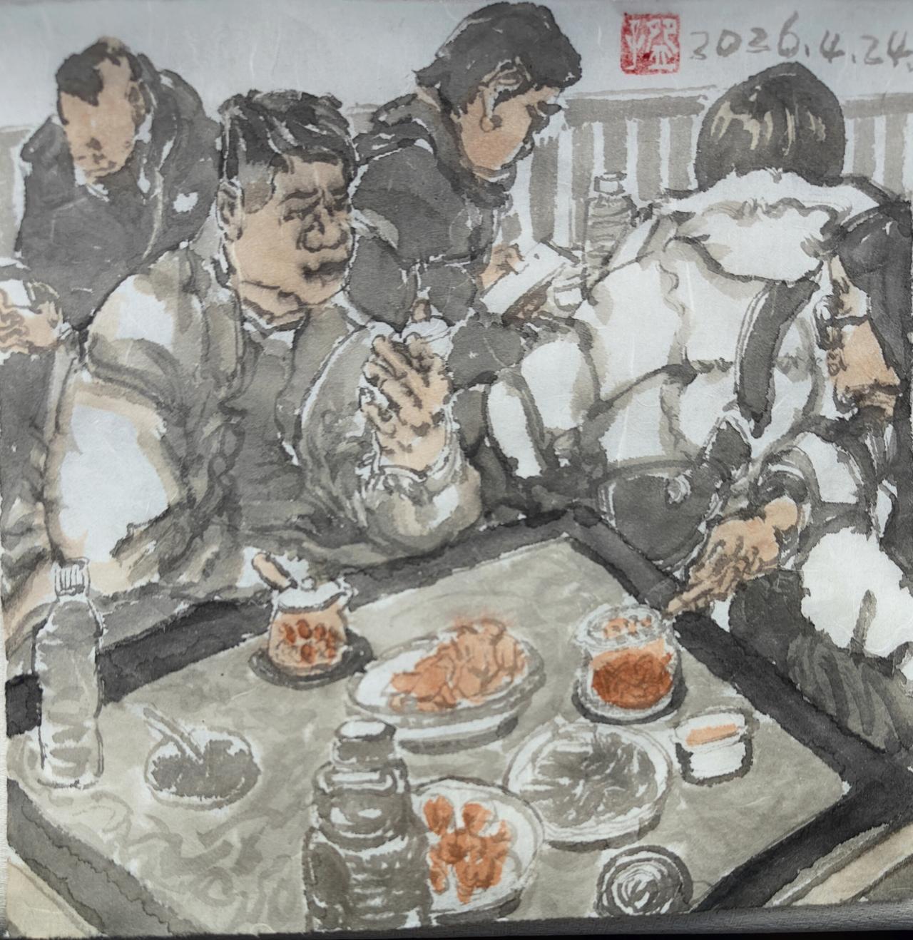 碗子的纸片系列水墨《俯察品类之解忧》