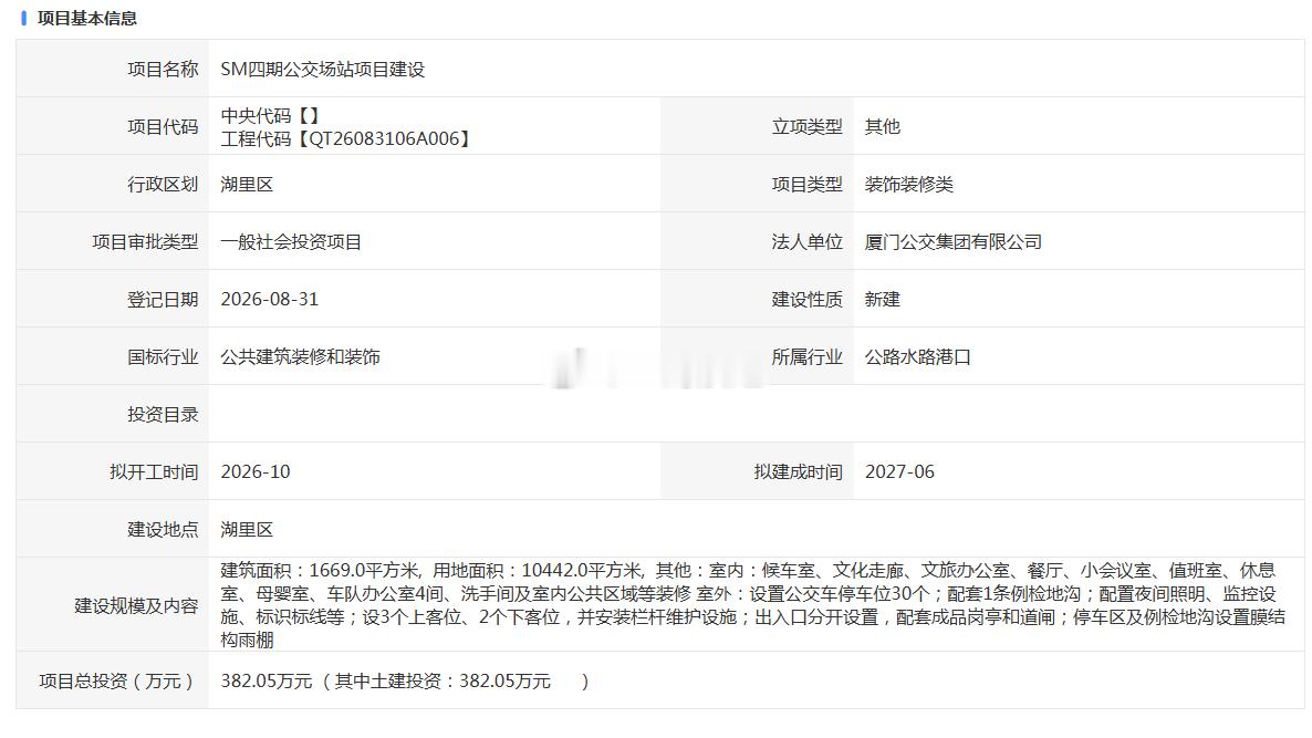 随着厦门SM商业城4C地块进入最后的攻坚阶段，位于SM四期北侧的公交场站项目也将