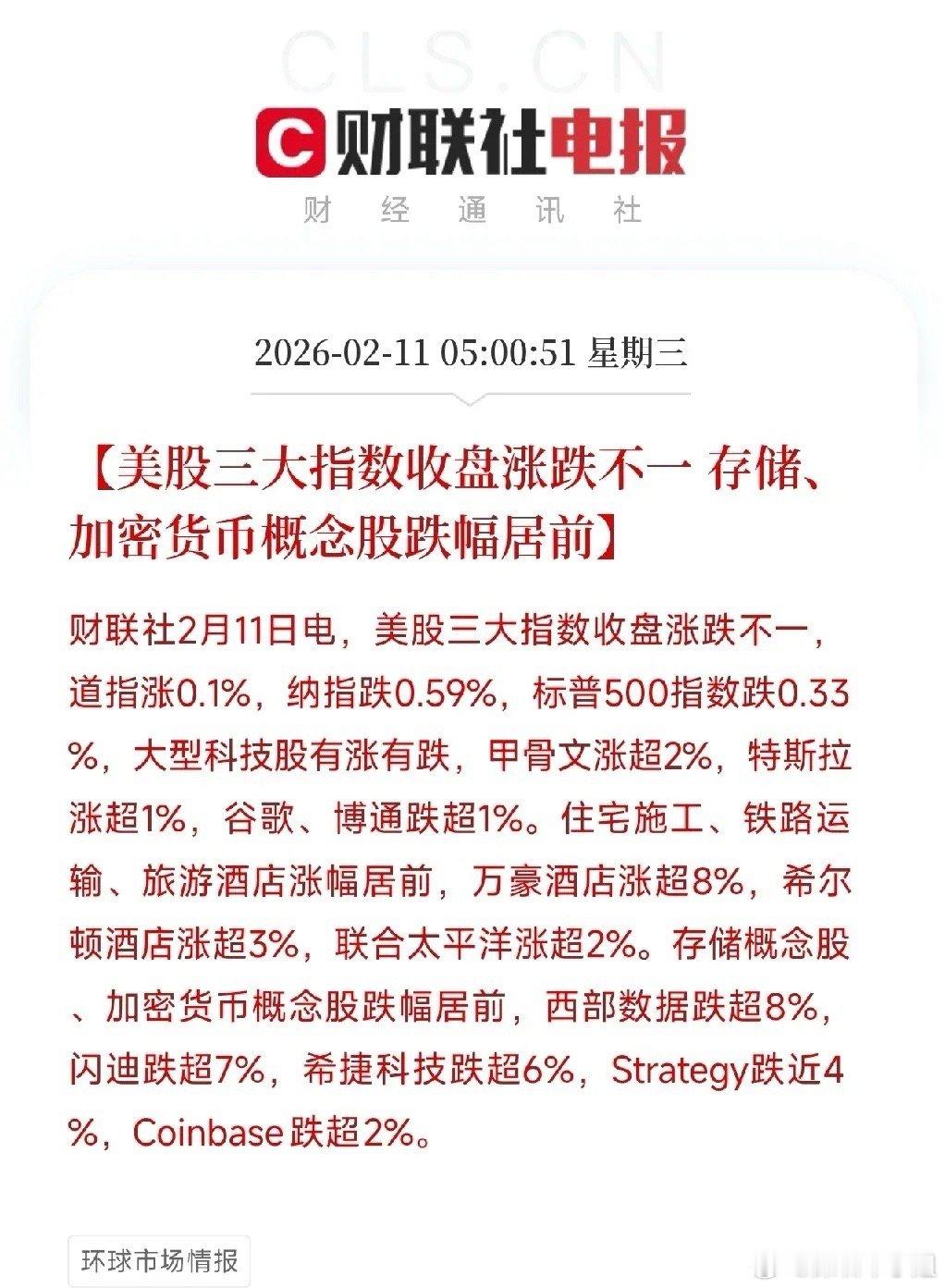 .11 全球资本市场回顾（早上5点50分）全球股市表现分化，中概股逆势走强1. 