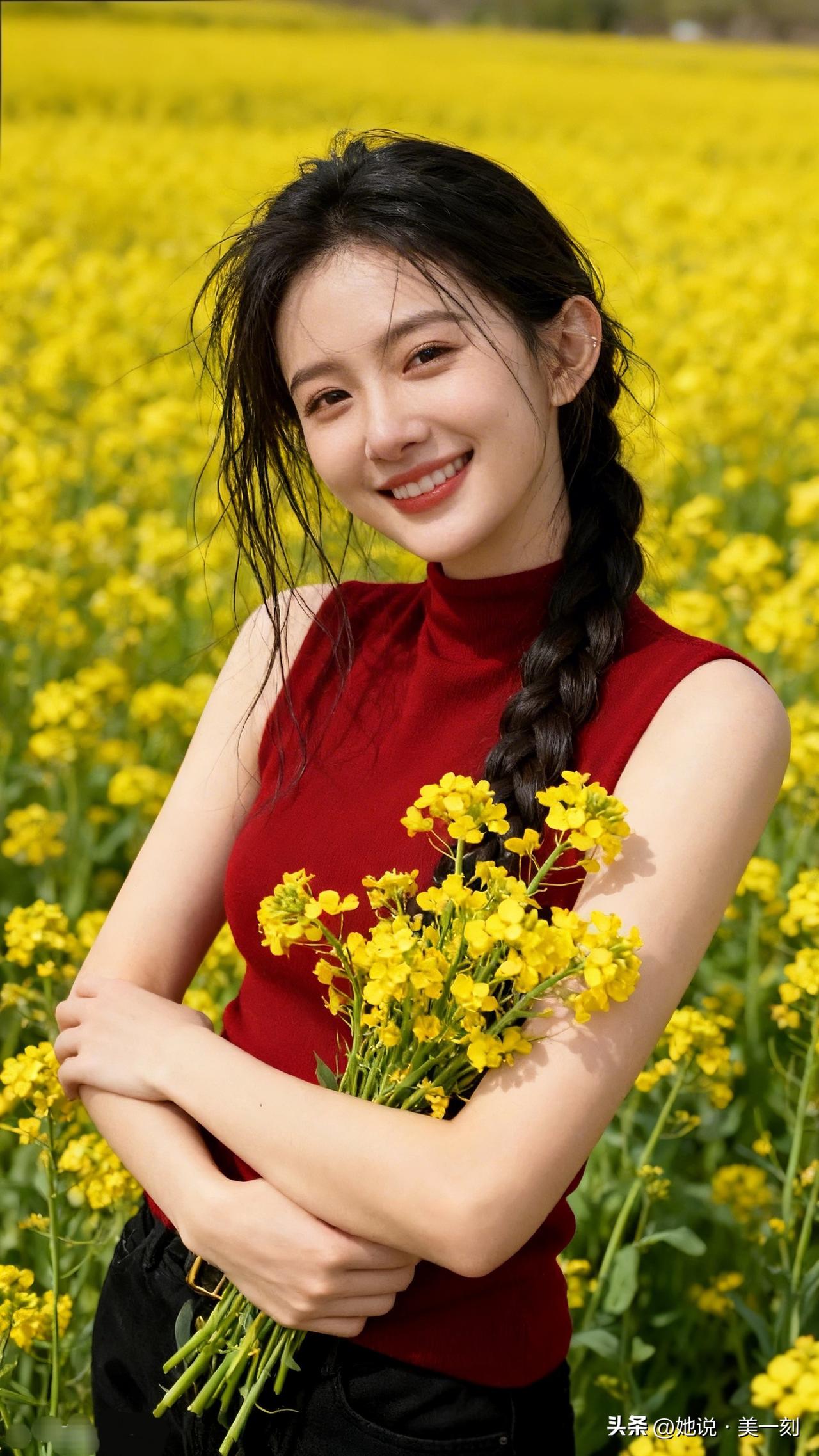 在花海中拥抱自然，笑靥如花🌸🌼随手一拍的氛围感