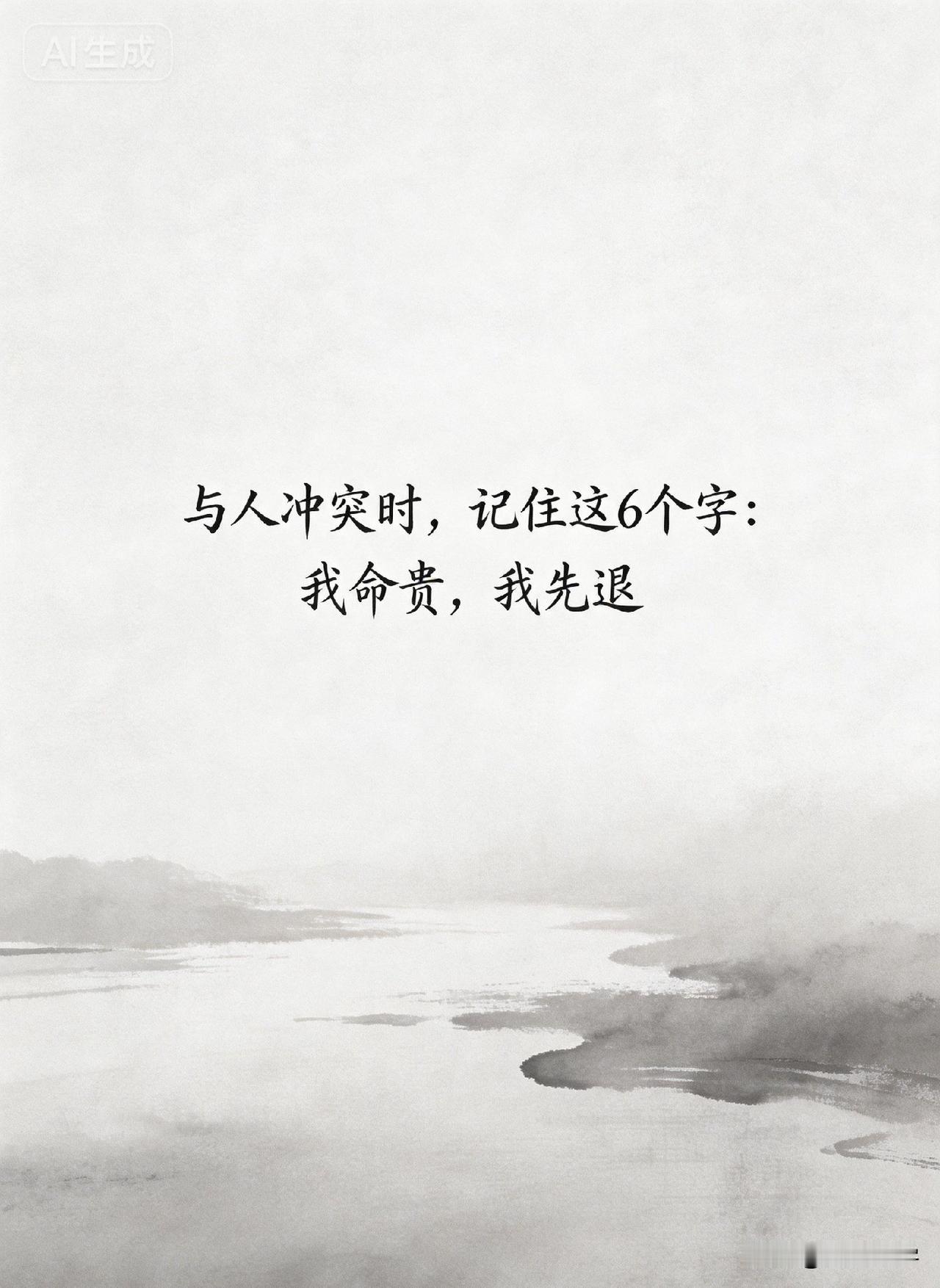 顶级智慧：与人冲突时，记住这6个字。

我命贵，我先退。

网上有个很火的问题：