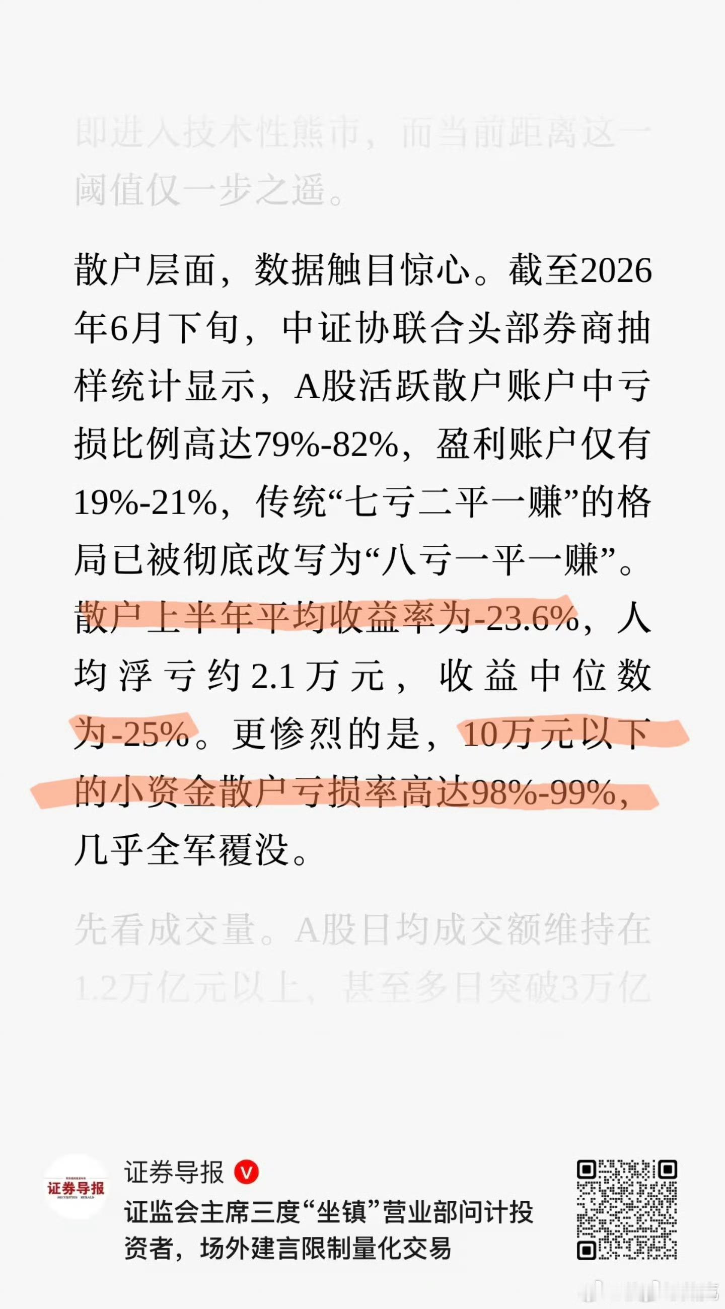 A股投资赚钱容易？请看一下中证协对散户上半年表现的调研分析