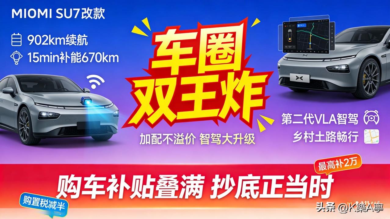 今天车圈双王炸！小米SU7改款上市+小鹏智驾大升级，买车现在抄底太香了

今天汽