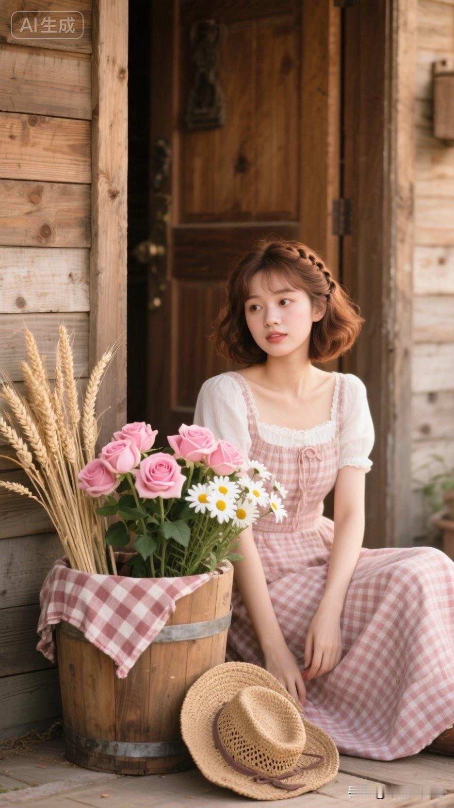 田园少女与花篮的浪漫邂逅🌸🌾