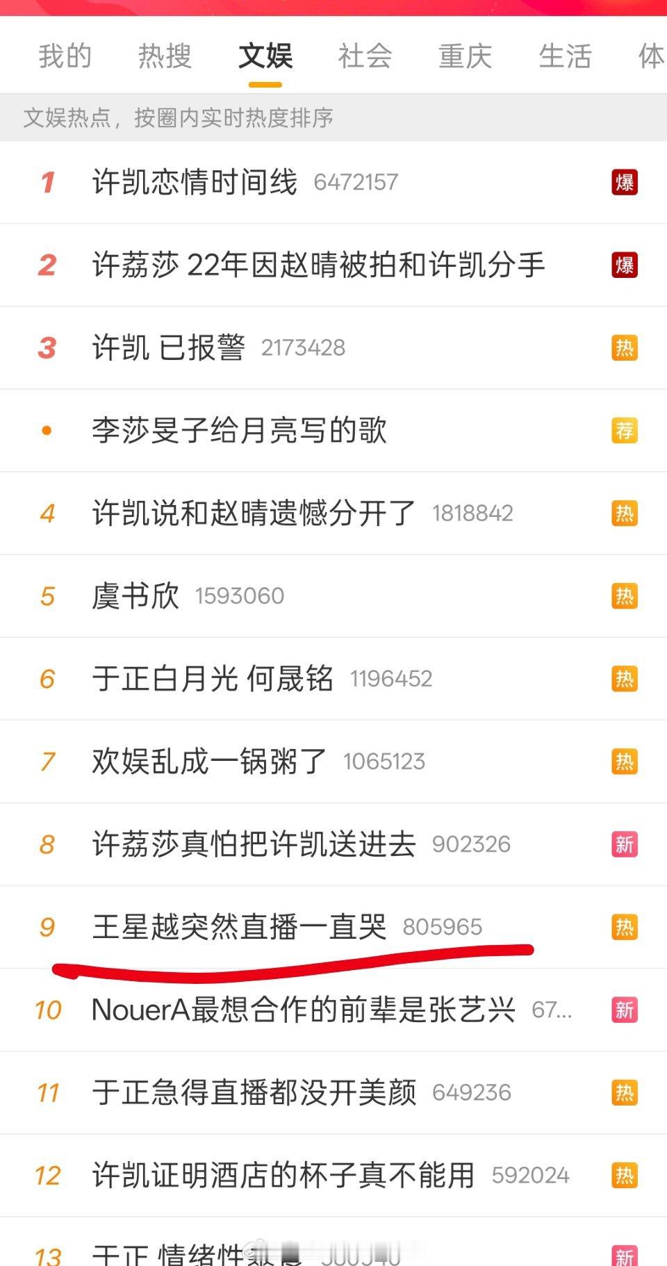 王星越突然直播一直哭一堆许凯热搜里突然看见王星越哭了，我点进去准备吃瓜，结果就给