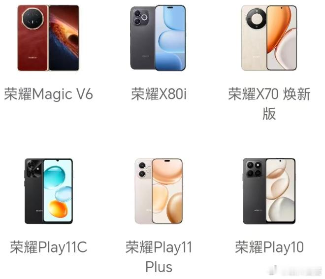 你们看，荣耀有多少新机上线了？荣耀X80i荣耀X70焕新版荣耀Play11C荣耀