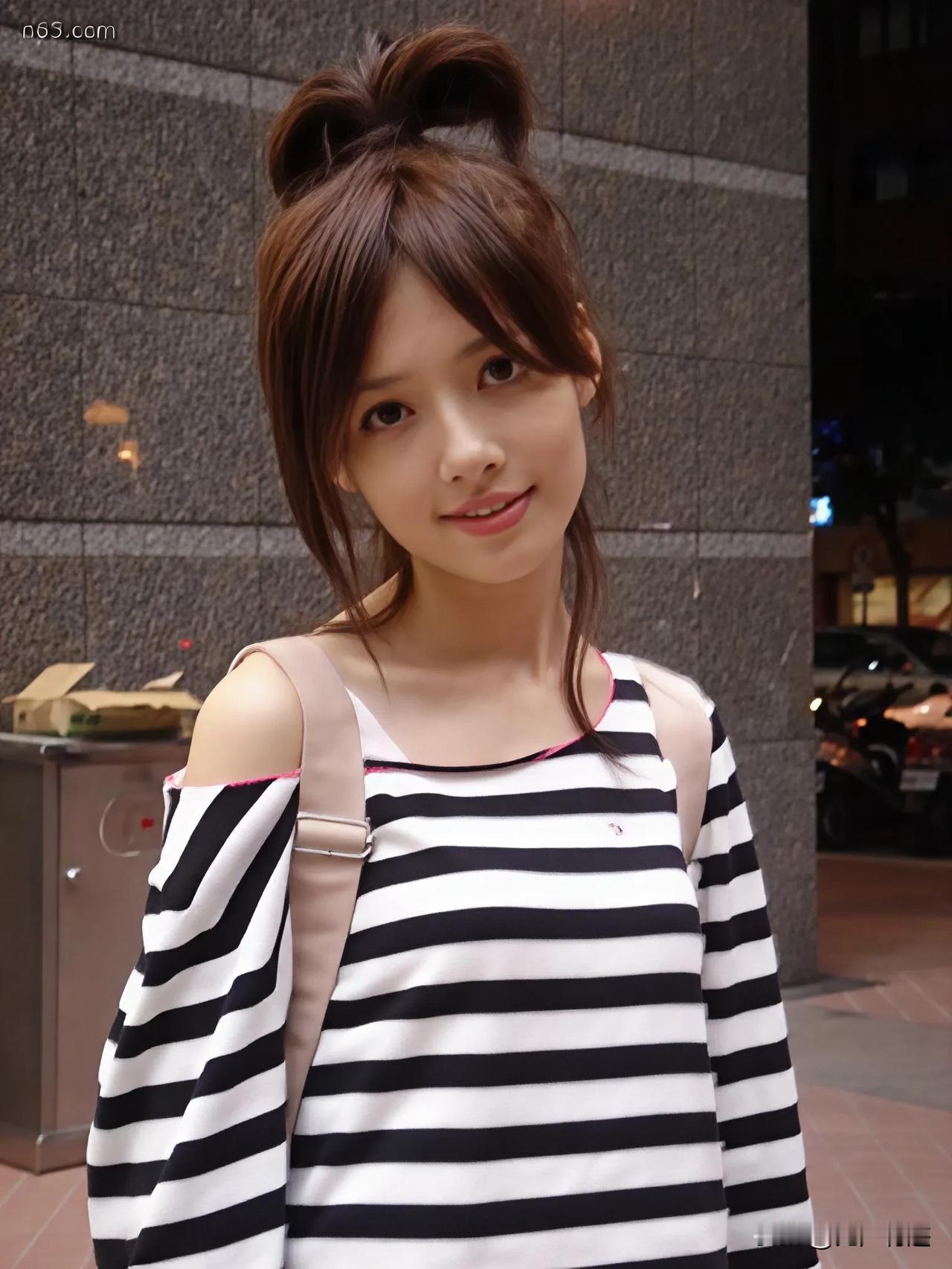 少女时代的郭碧婷，是个大头美女耶，大大的脑袋，瘦小的身子，有点不堪重负之感！