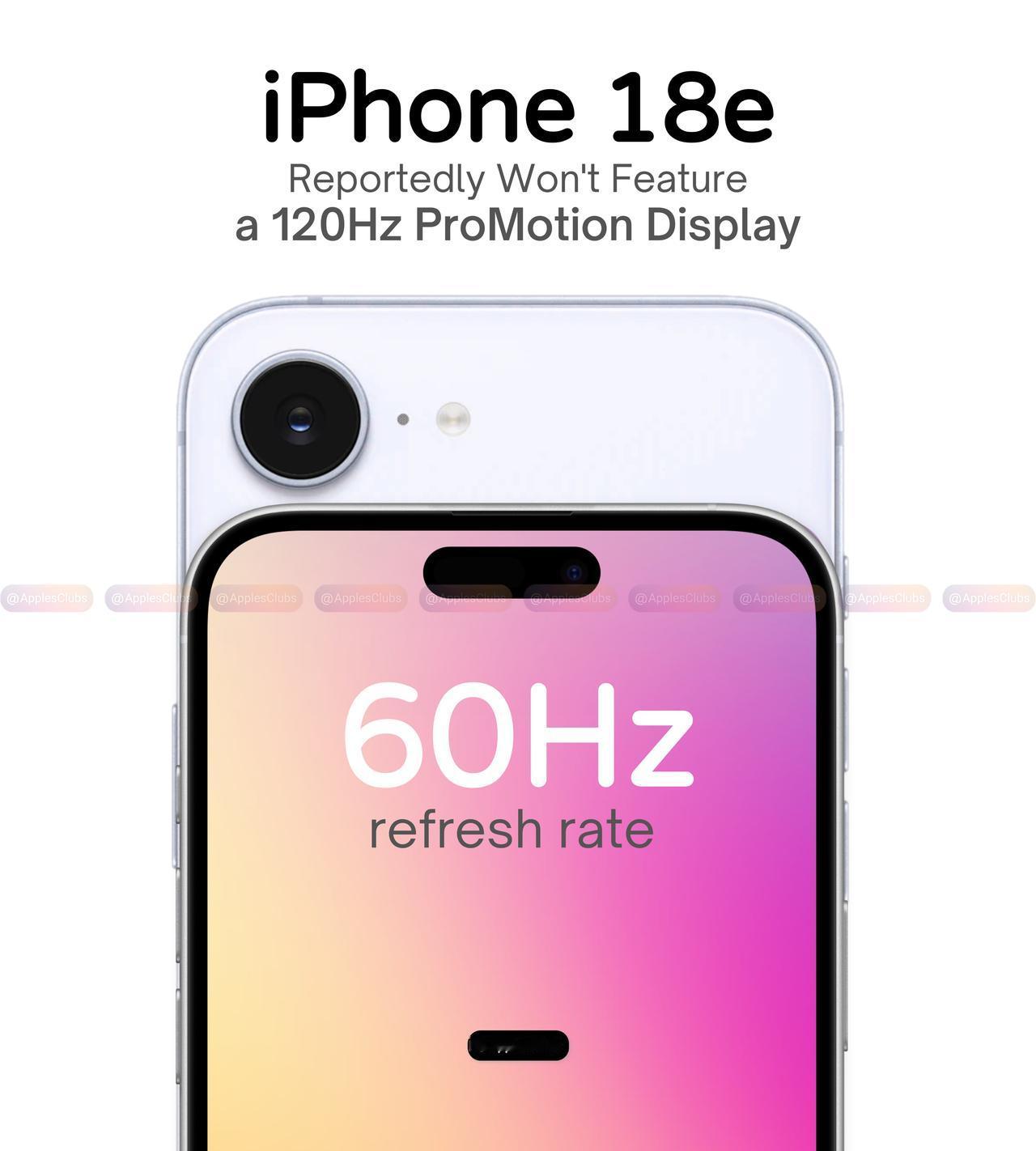 iPhone18e继续采用60赫兹屏幕
因为闪存芯片的上涨
18e不得不继续采用